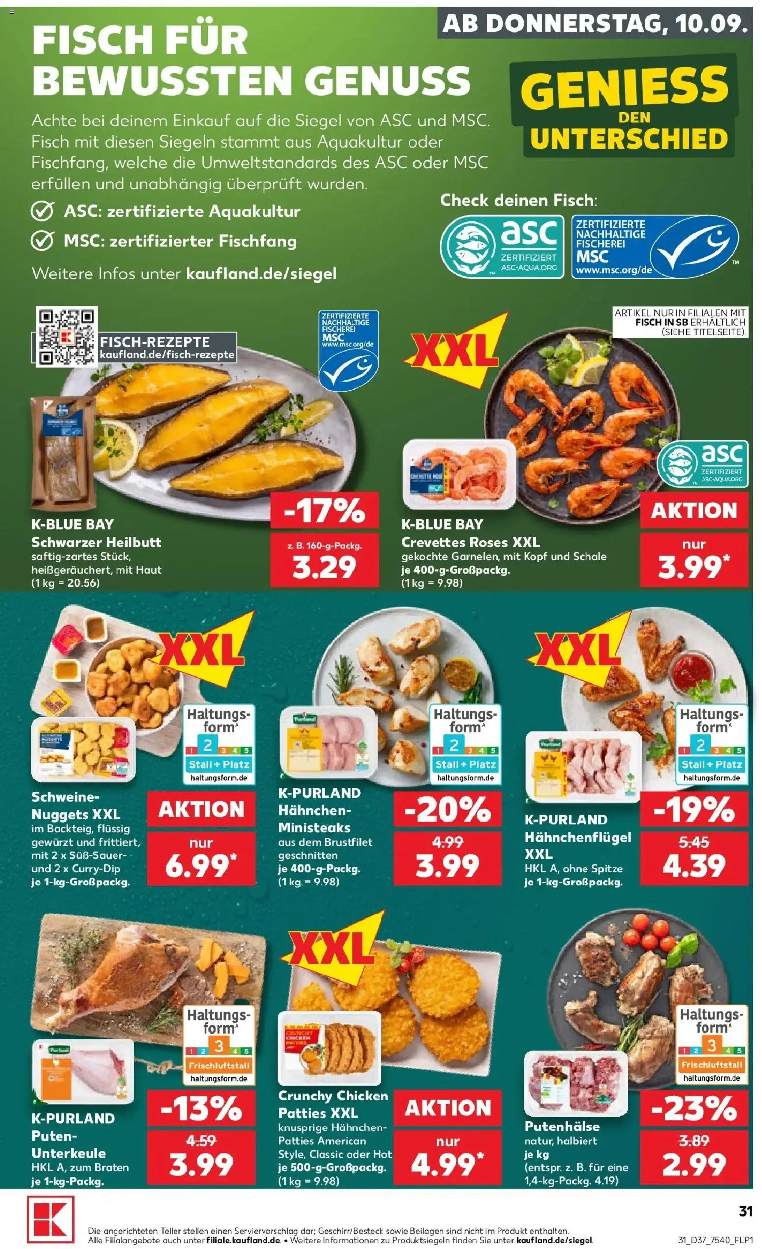 Prospekt Kaufland ab 07.09.2026 » Angebote Online zum Blättern | Seite: 40 | Produkte: Beilagen, Hahnchen, Fisch