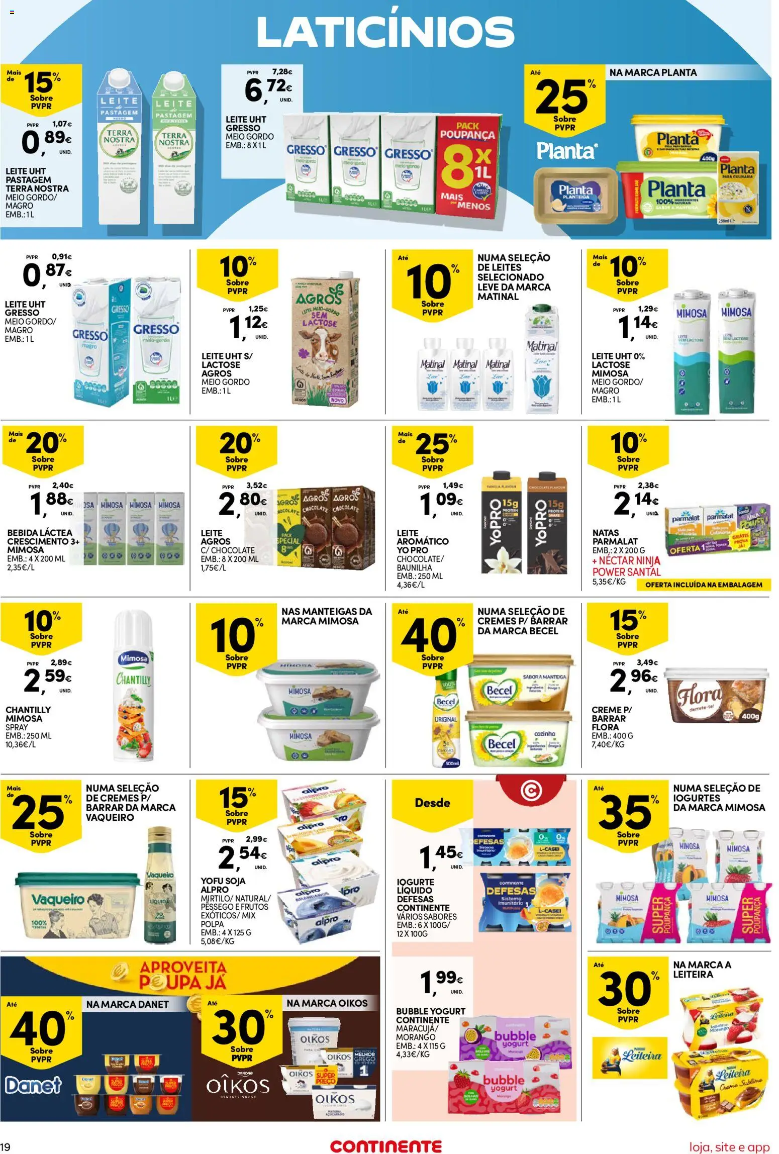 Continente Semanal Continente Bom Dia │ válido de 21.04.2026 | Página: 19 | Produtos: Leite, Chocolate, Creme, Bebida