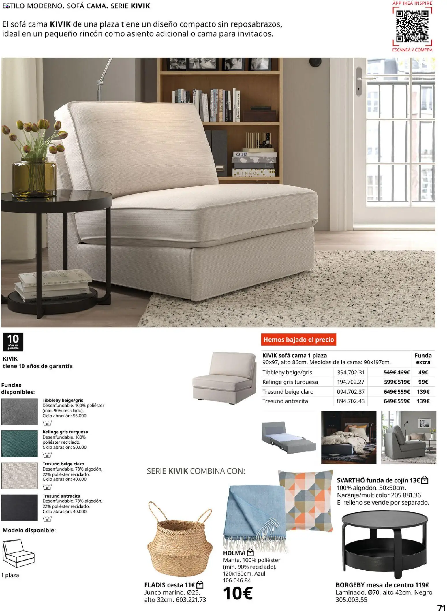 IKEA - Sofás │ válido desde el 28/09/2026 | Página: 71 | Productos: Funda, Sofá cama, Cojín, Cesta