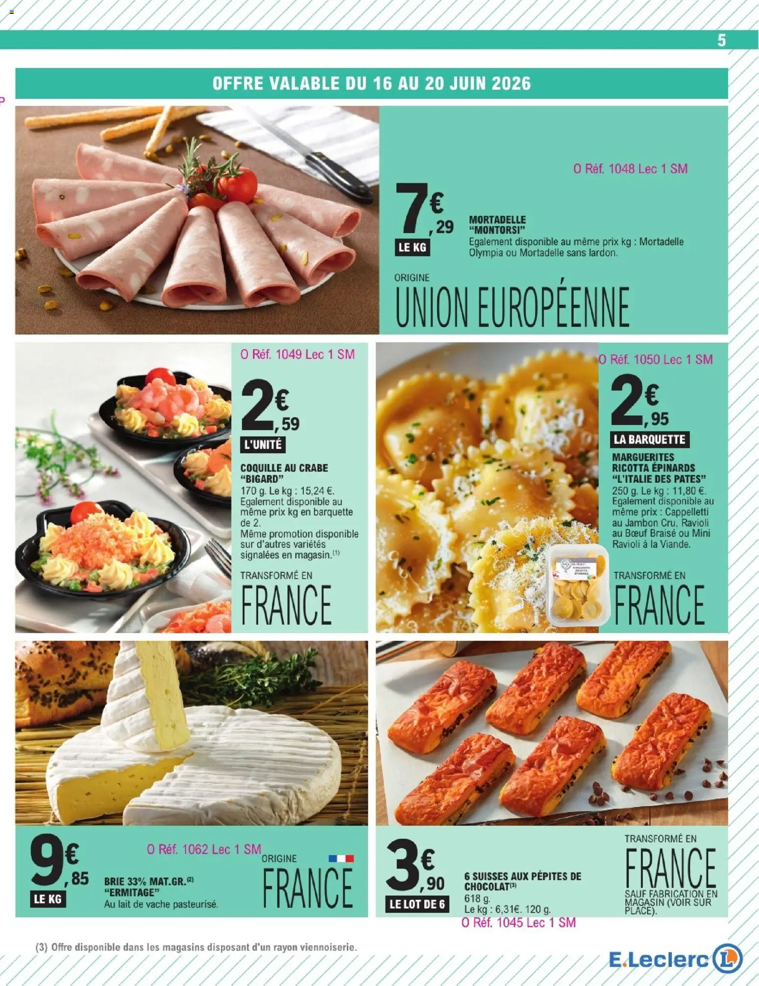 {H1} | Page: 5 | Produits: Lait, Jambon, Viande, Brie
