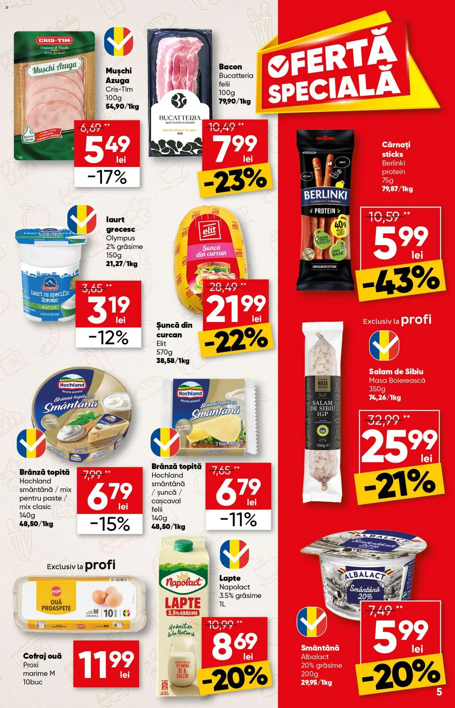 Noul catalog Profi – valabil de la 29.04.2026 | Pagină: 5 | Produse: Bacon, Brânză, Ouă, Salam
