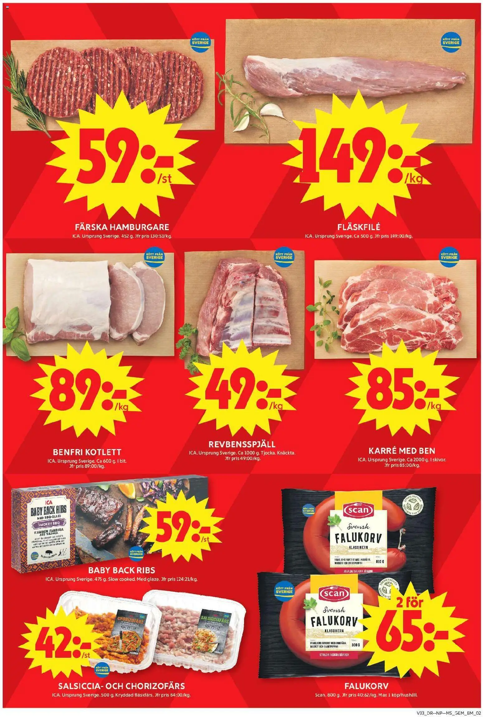 ICA Maxi reklamblad aktuell från 10/08/2026 | Sida: 2 | Produkter: Hamburgare, Revbensspjäll, Fläskfilé, Kött