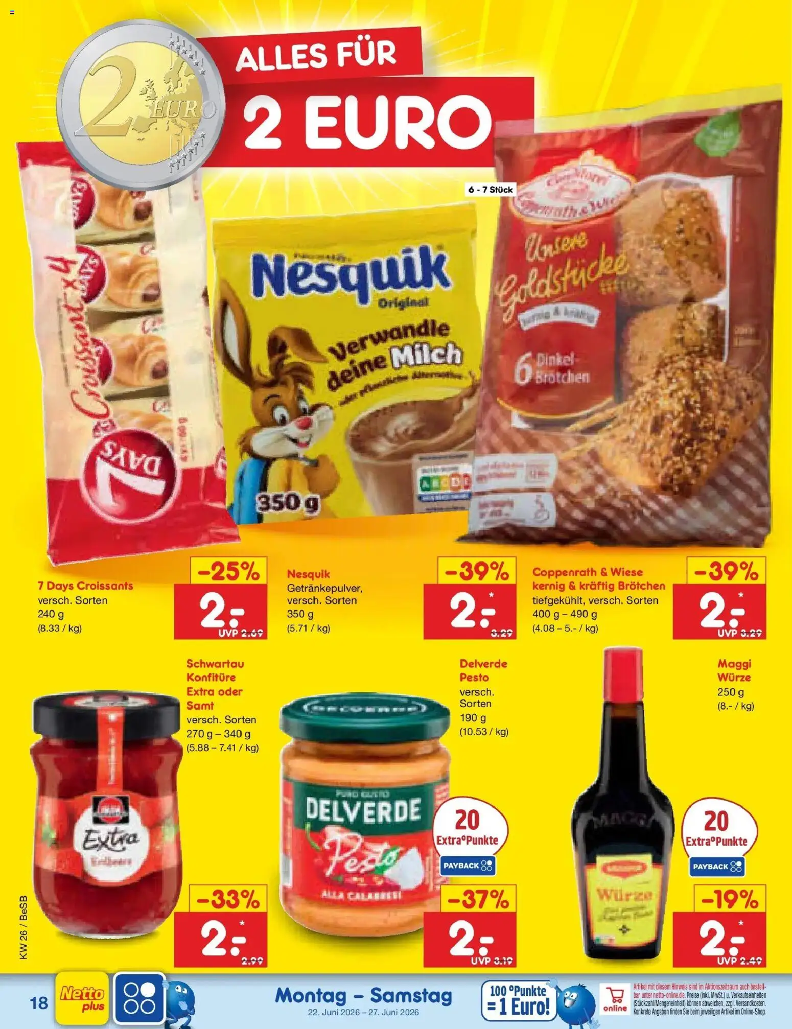 Netto Marken-Discount Prospekt Kremmen – gültig ab 21.06.2026 | Seite: 22 | Produkte: Nesquik, Maggi, Milch, Croissant