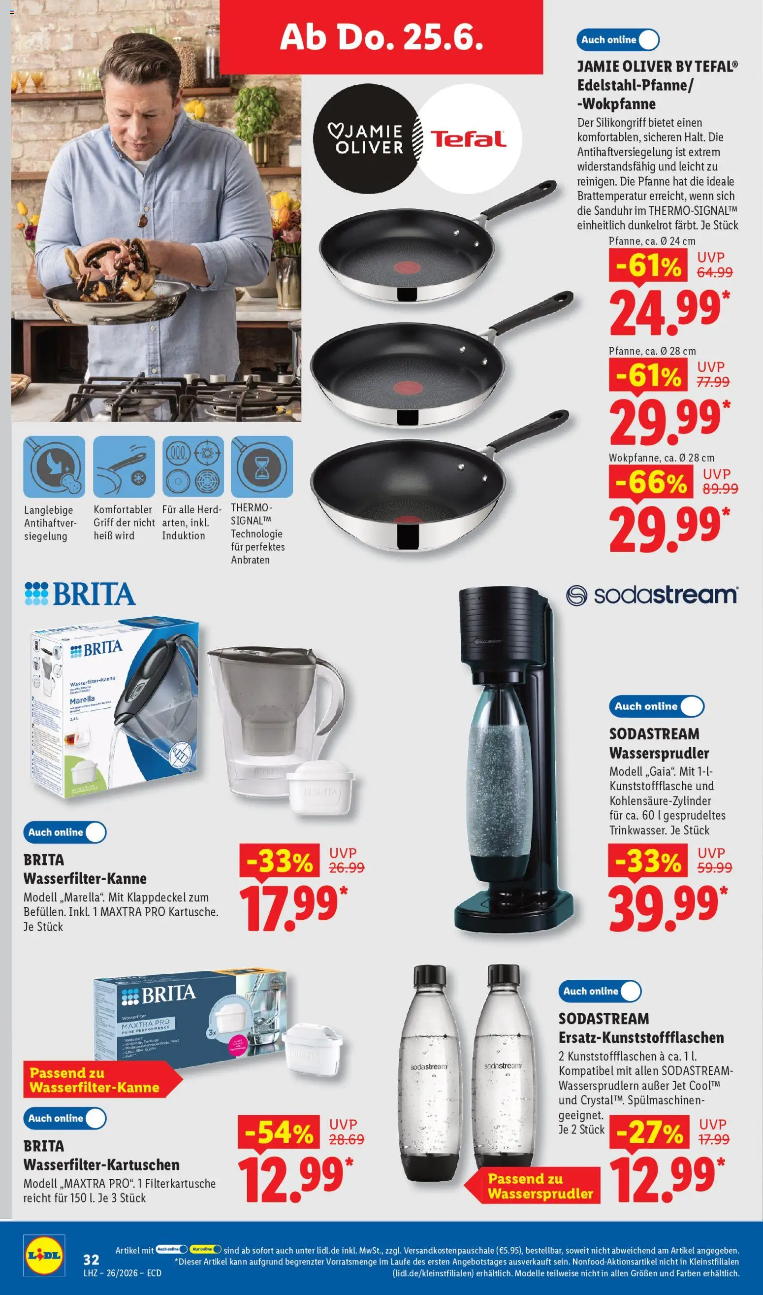 Lidl Německo leták od 22.06.2026 | Strana: 32 | Produkty: Sodastream, Brita, Tefal
