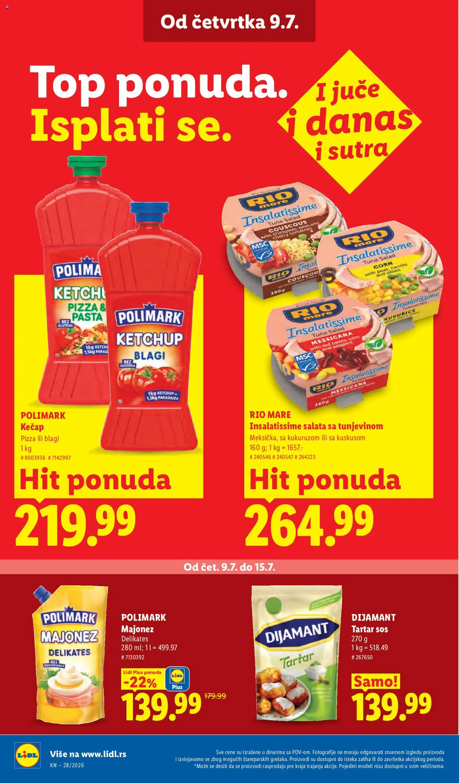 Lidl katalog - važi od 09.07.2026 | Strana: 28 | Proizvode: Majonez, Salata, Rio mare, Sos