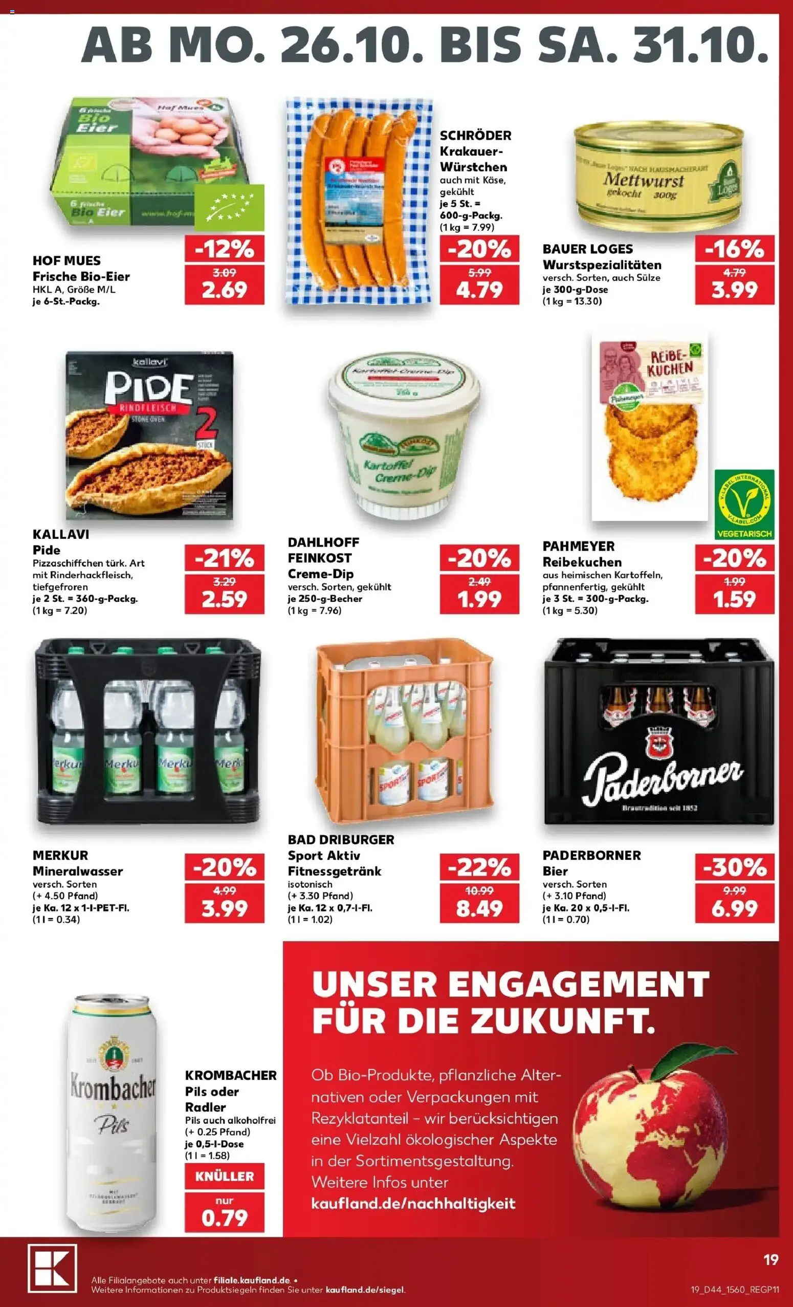 Kaufland Prospekt Paderborn – gültig ab 26.10.2026 | Seite: 23 | Produkte: Pils, Mineralwasser, Rindfleisch, Kuchen