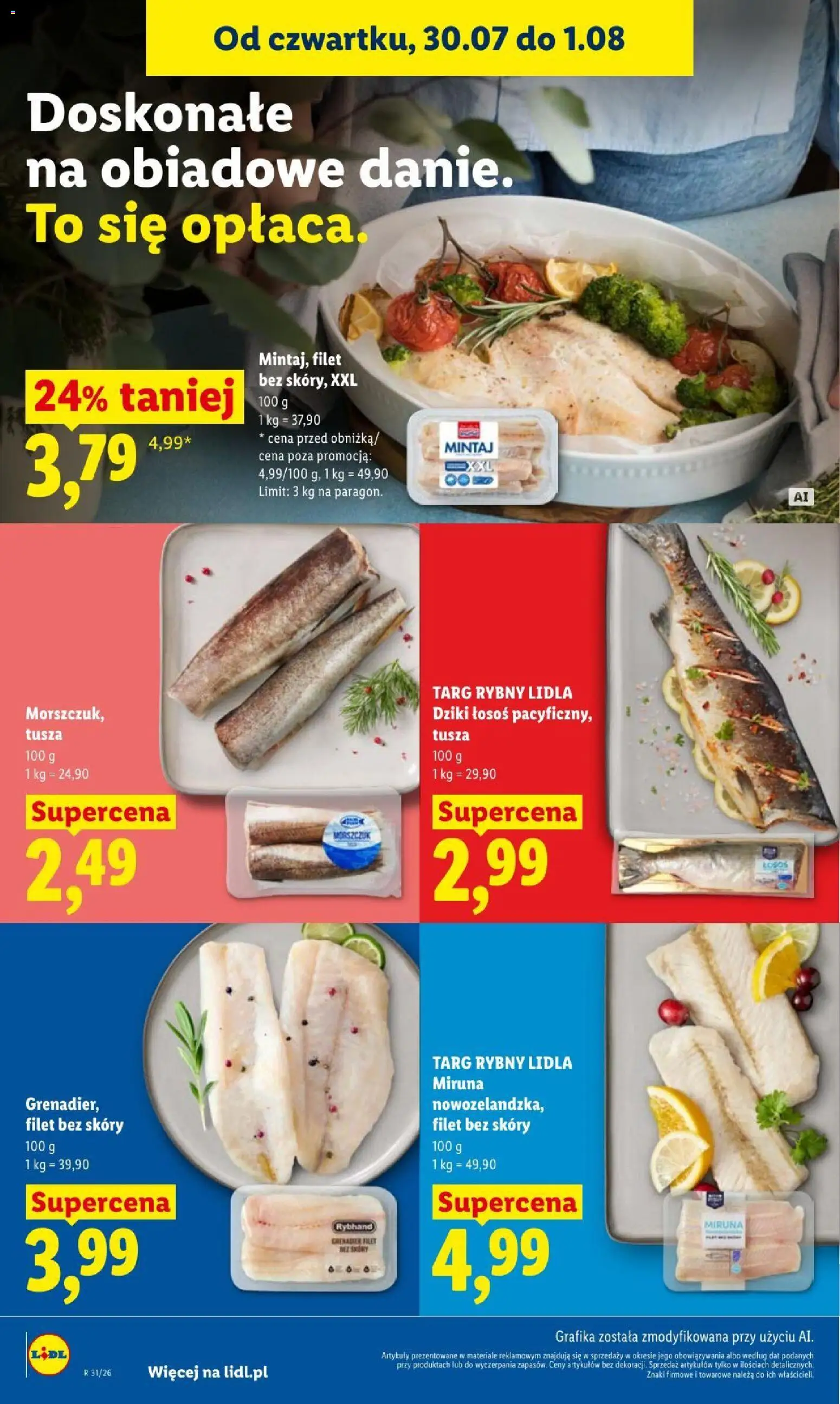 Lidl gazetka od 30.07.2026 | Strona: 66 | Produkty: Miruna, Mintaj, Łosoś, Morszczuk