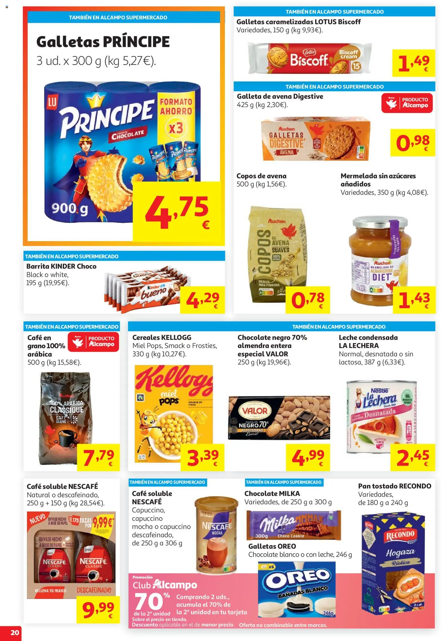 Alcampo HG Unico Mad │ válido desde el 19.05.2026 | Página: 20 | Productos: Chocolate, Galletas, Copos, Μηχανή καφέ
