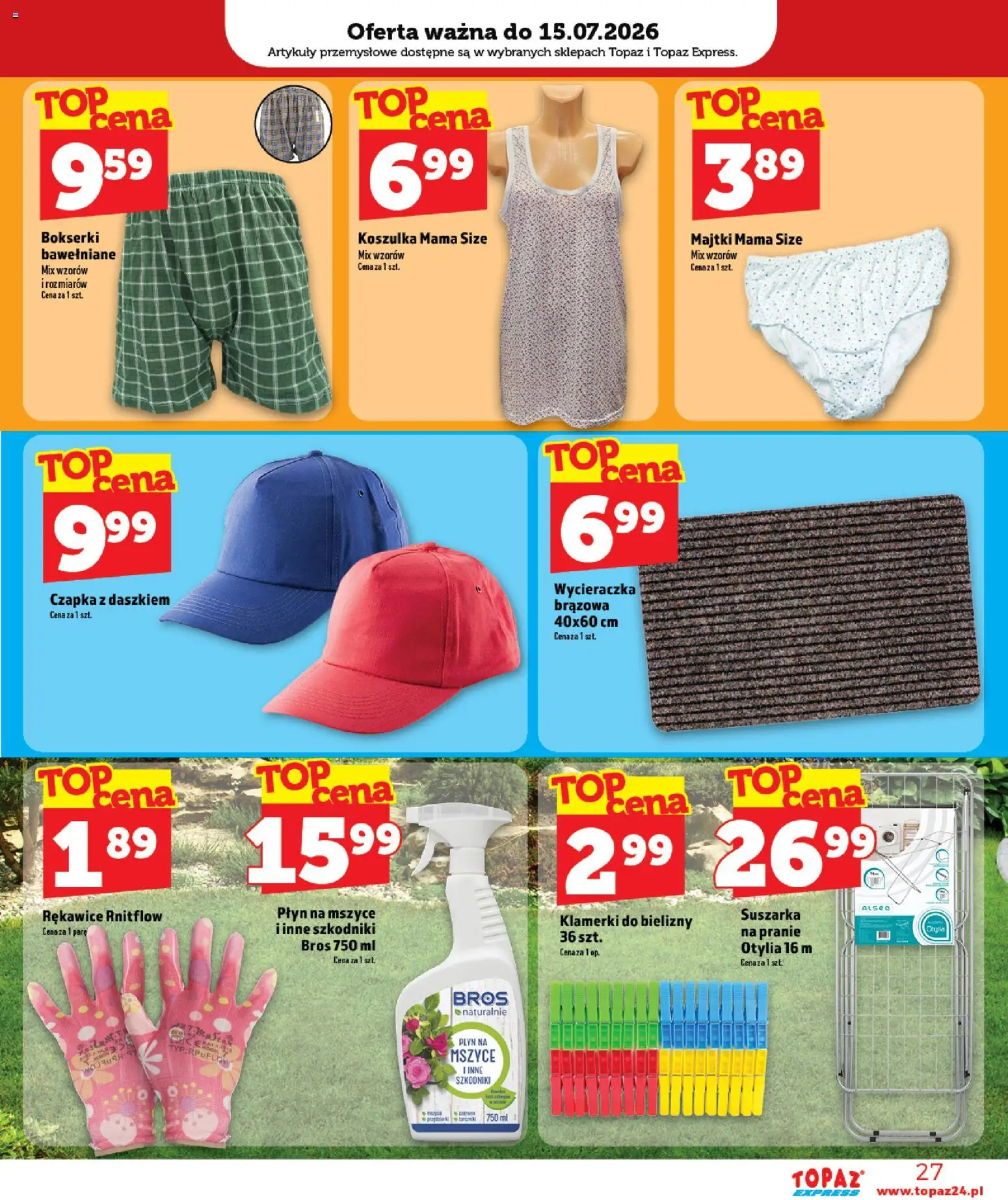 Topaz gazetka - Express od 09.07.2026 | Strona: 27 | Produkty: Majtki, Bokserki, Czapka, Artykuły przemysłowe