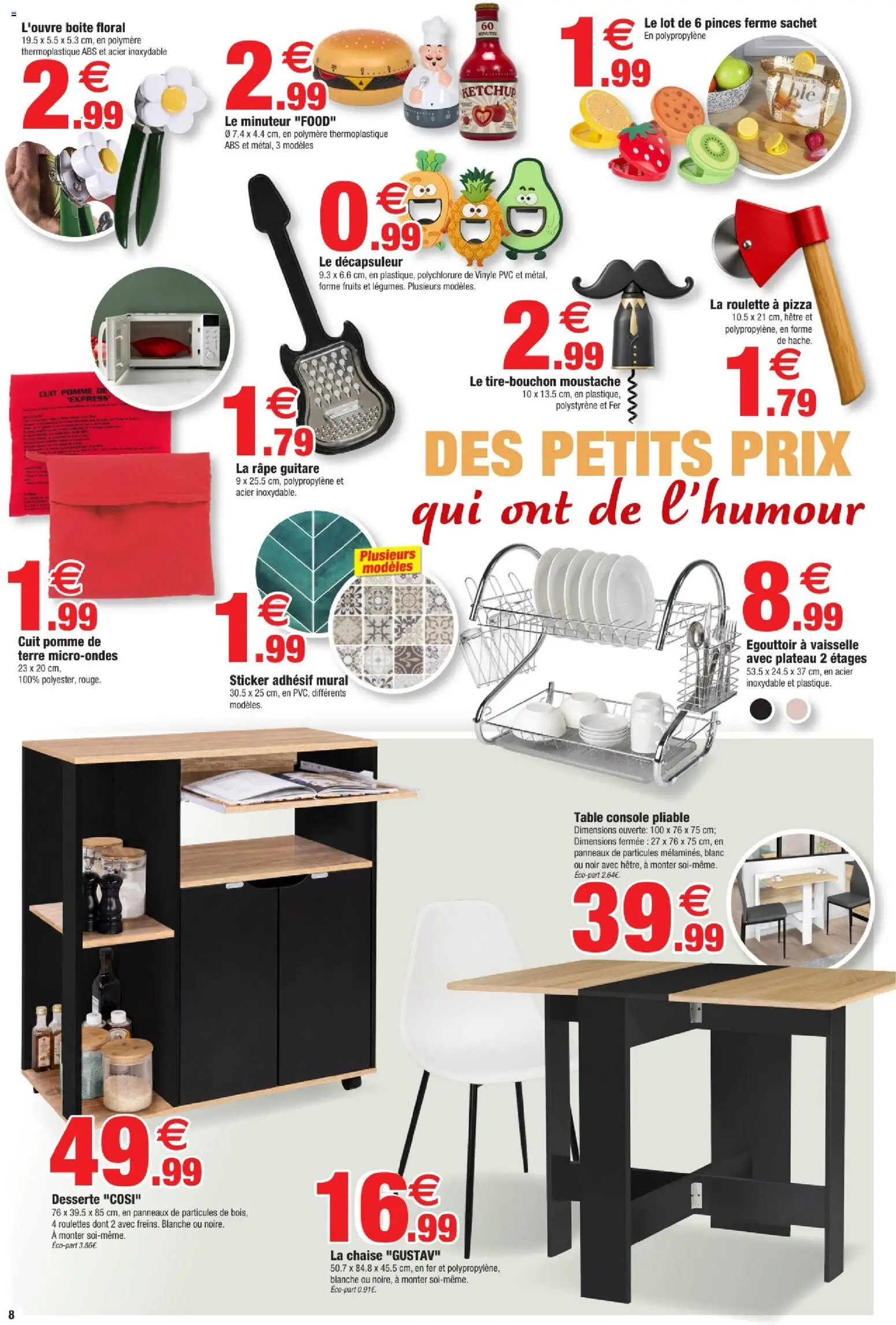 {H1} | Page: 8 | Produits: Vaisselle, Décapsuleur, Table, Chaise