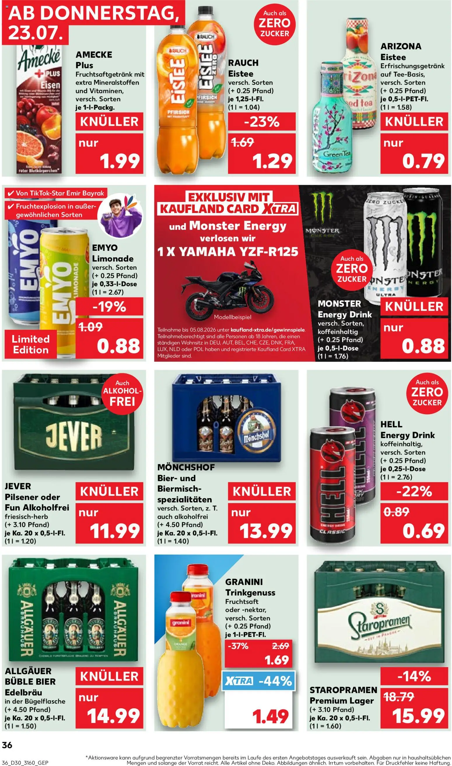 Kaufland Prospekt Berlin – gültig ab 23.07.2026 | Seite: 36 | Produkte: Monchshof, Energy, Jever, Pfirsich