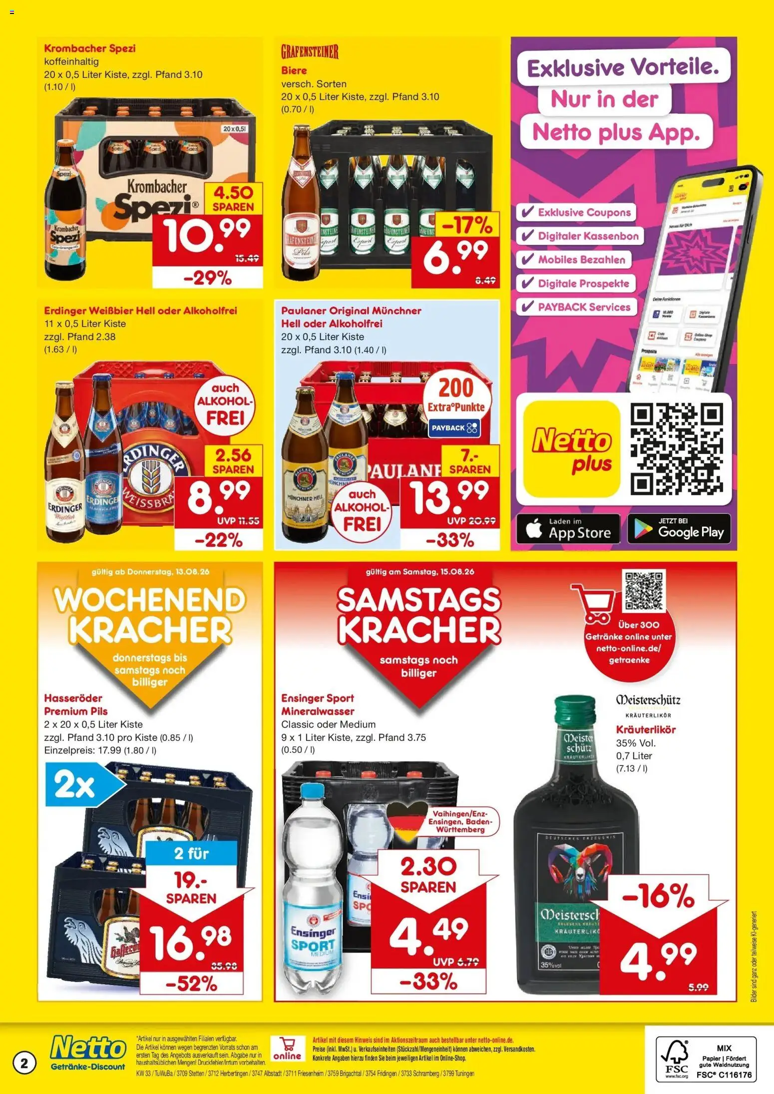 Netto Marken-Discount Prospekt Albstadt-Onstmettingen (ab 10.08.2026) » Angebote | Seite: 2 | Produkte: Erdinger, Bier, Weißbier, Hasseröder