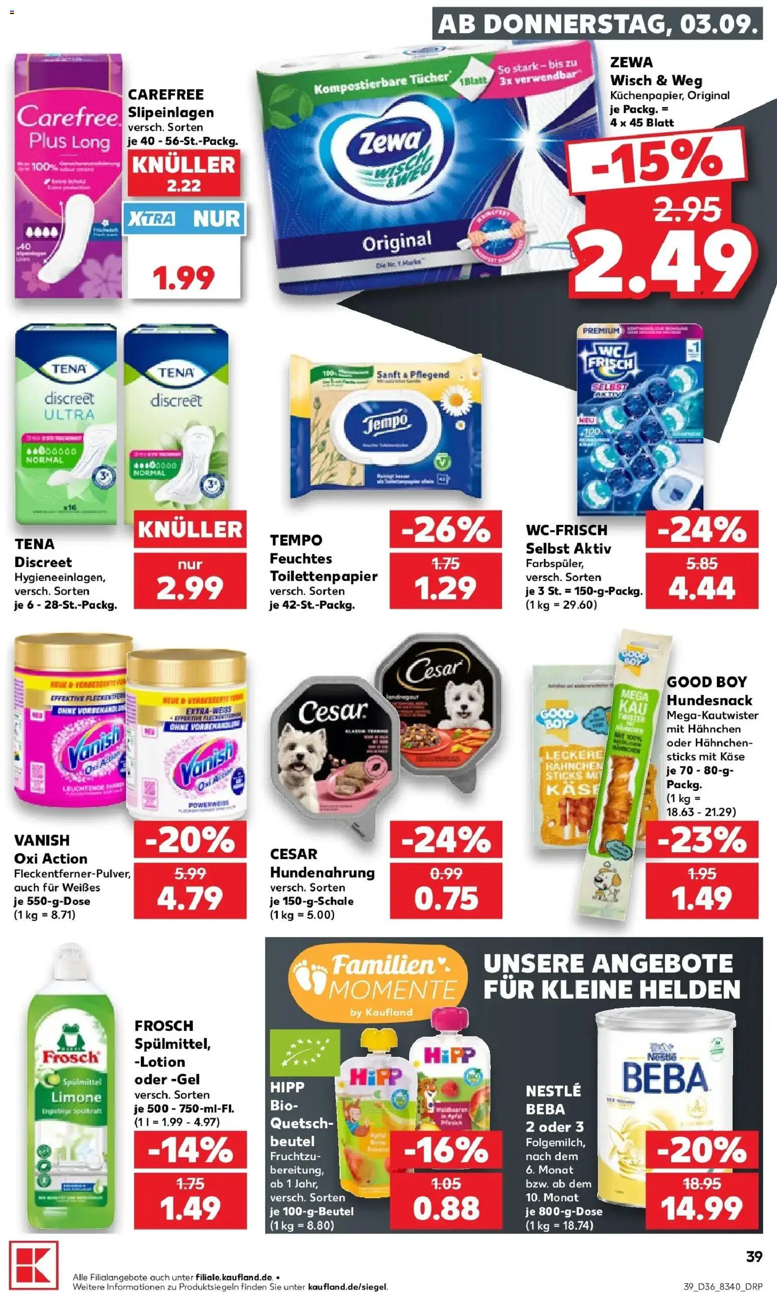 Prospekt Kaufland ab 31.08.2026 » Angebote Online zum Blättern | Seite: 48 | Produkte: Hahnchen, Käse, Zewa, Tempo