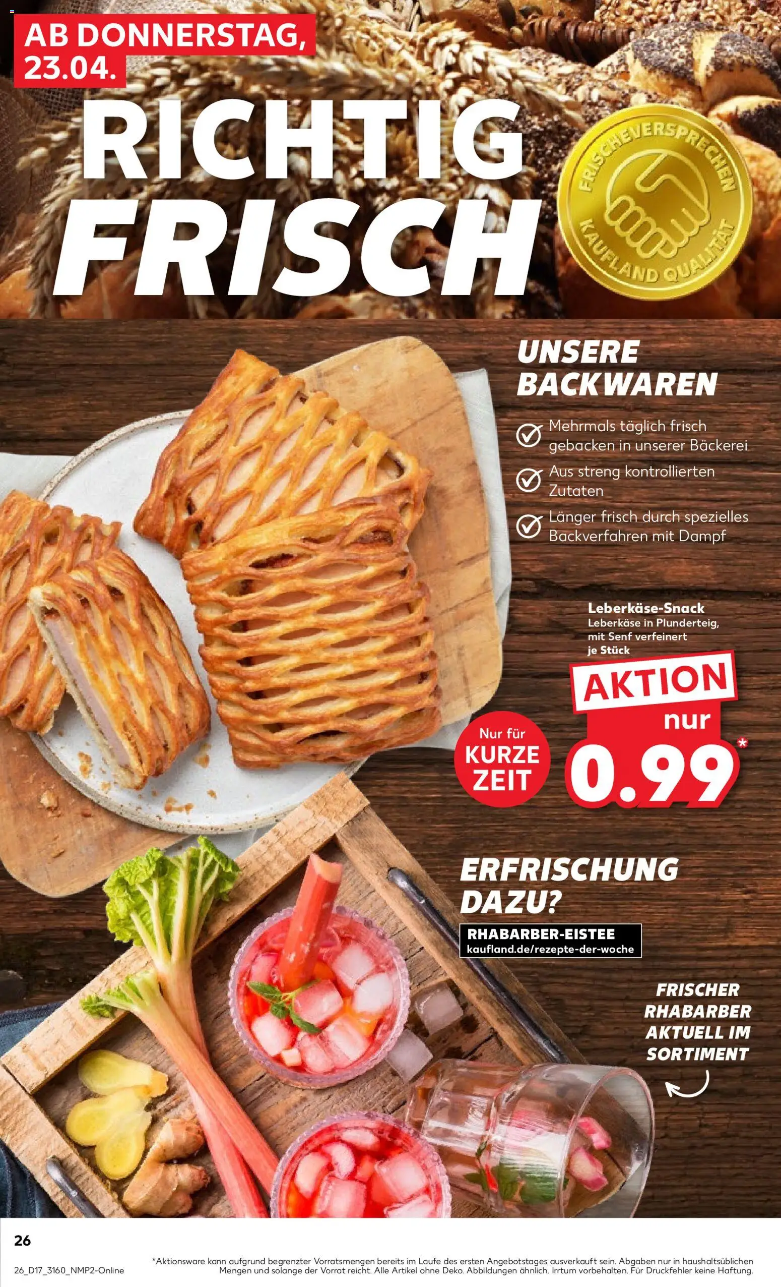 Kaufland Prospekt – gültig ab 23.04.2026 | Seite: 26 | Produkte: Bäckerei, Rhabarber, Leberkase