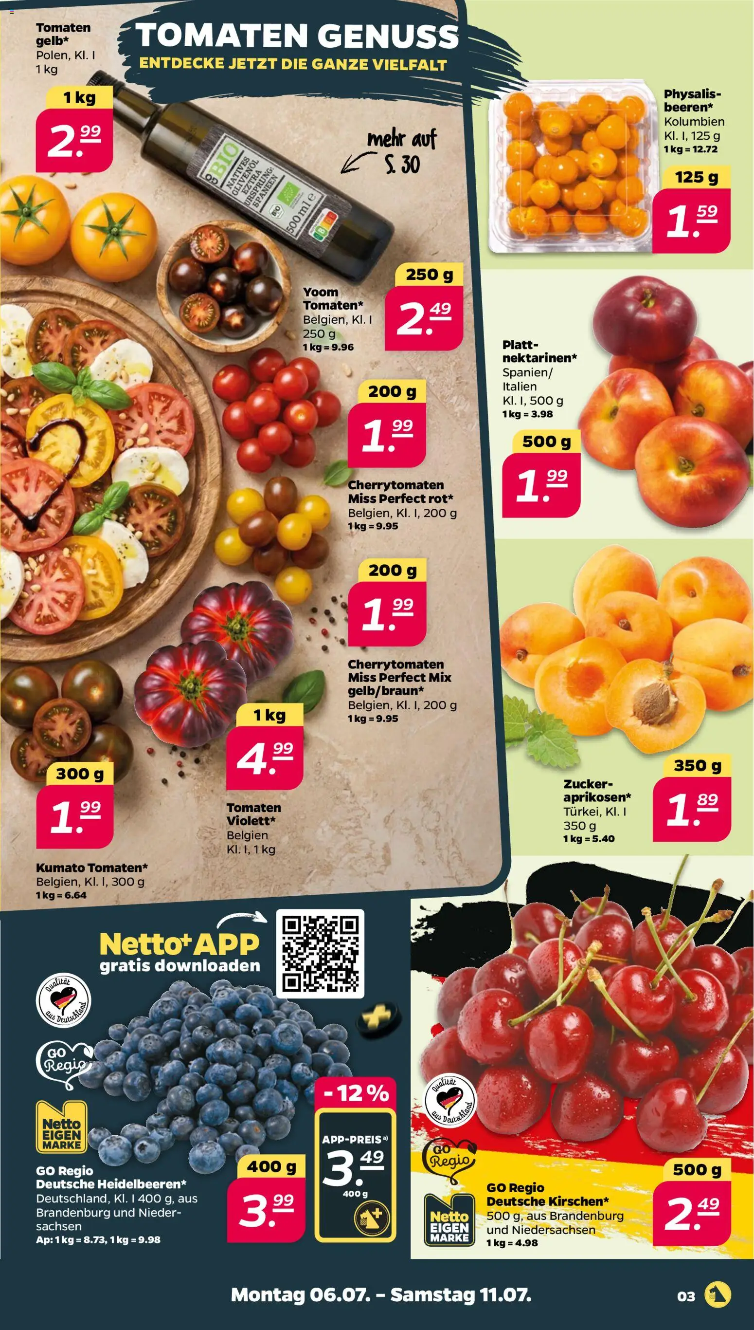 Netto Prospekt – gültig ab 06.07.2026 | Seite: 3 | Produkte: Olivenol, Tomaten, Zucker