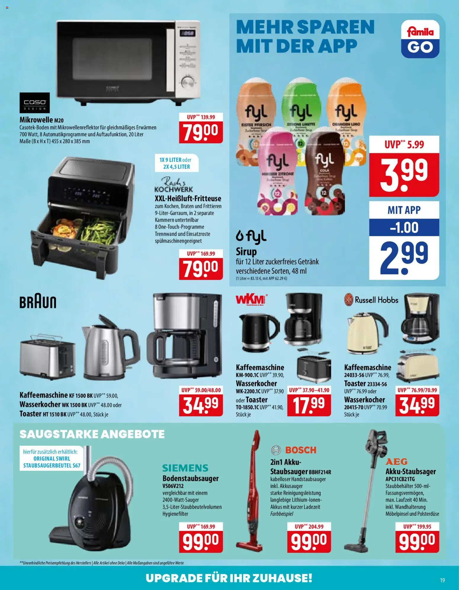 Famila Prospekt – gültig ab 15.06.2026 | Seite: 19 | Produkte: Siemens, Mikrowelle, Wasserkocher, Toaster