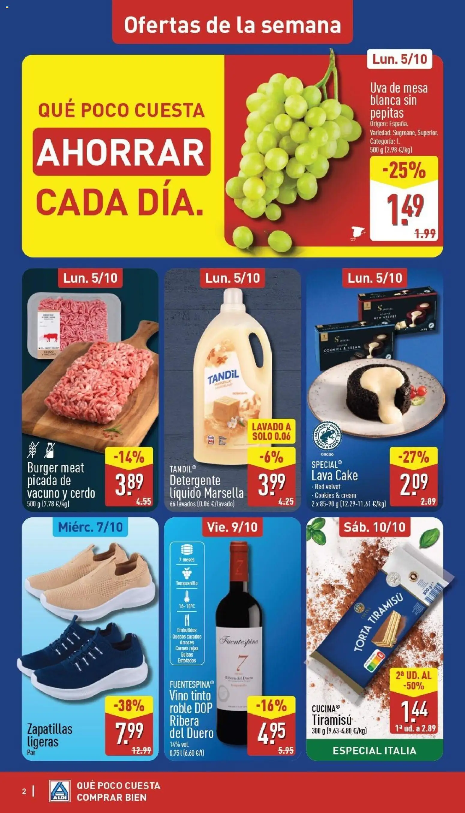 Aldi folleto Canarias │ válido desde el 05/10/2026 | Página: 2 | Productos: Detergente, Vino, Embutidos, Detergente líquido
