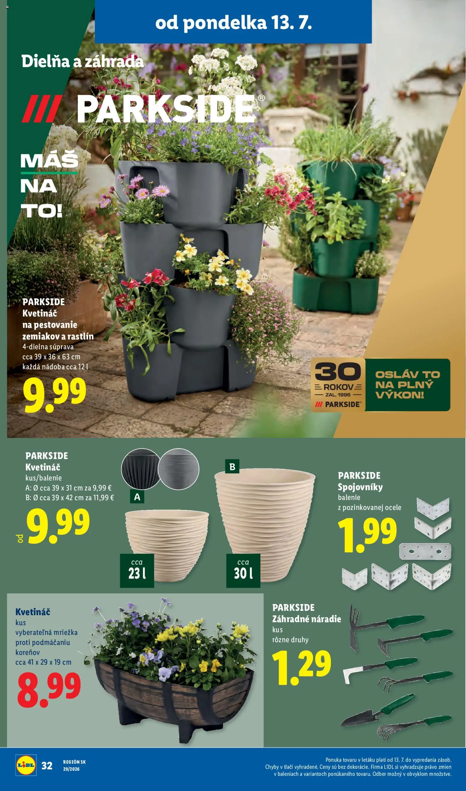Nové Lidl akcie – leták je platný od 13.07.2026 | Strana: 42 | Produkty: Náradie, Parkside, Kvetináč