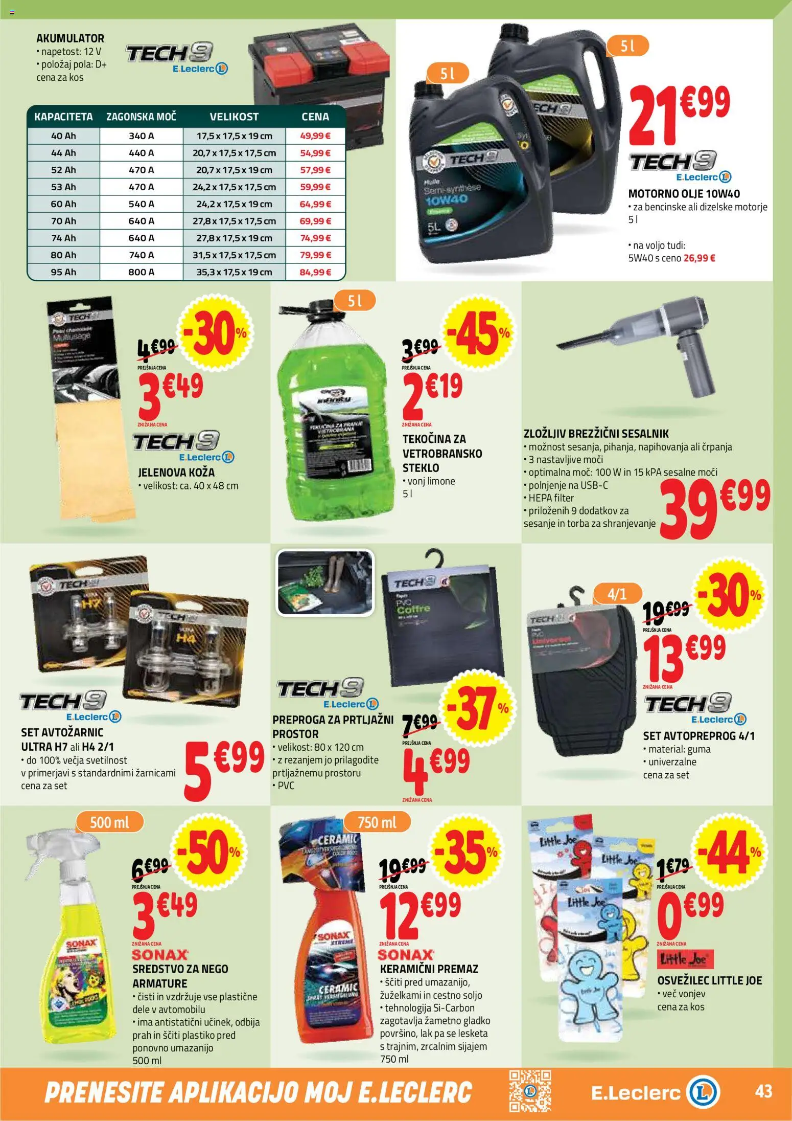 Novi E.leclerc katalog ponudbe – veljaven od 12.08.2026 | Stran: 43 | Izdelki: Torba, Kos, Lak, Sesalnik