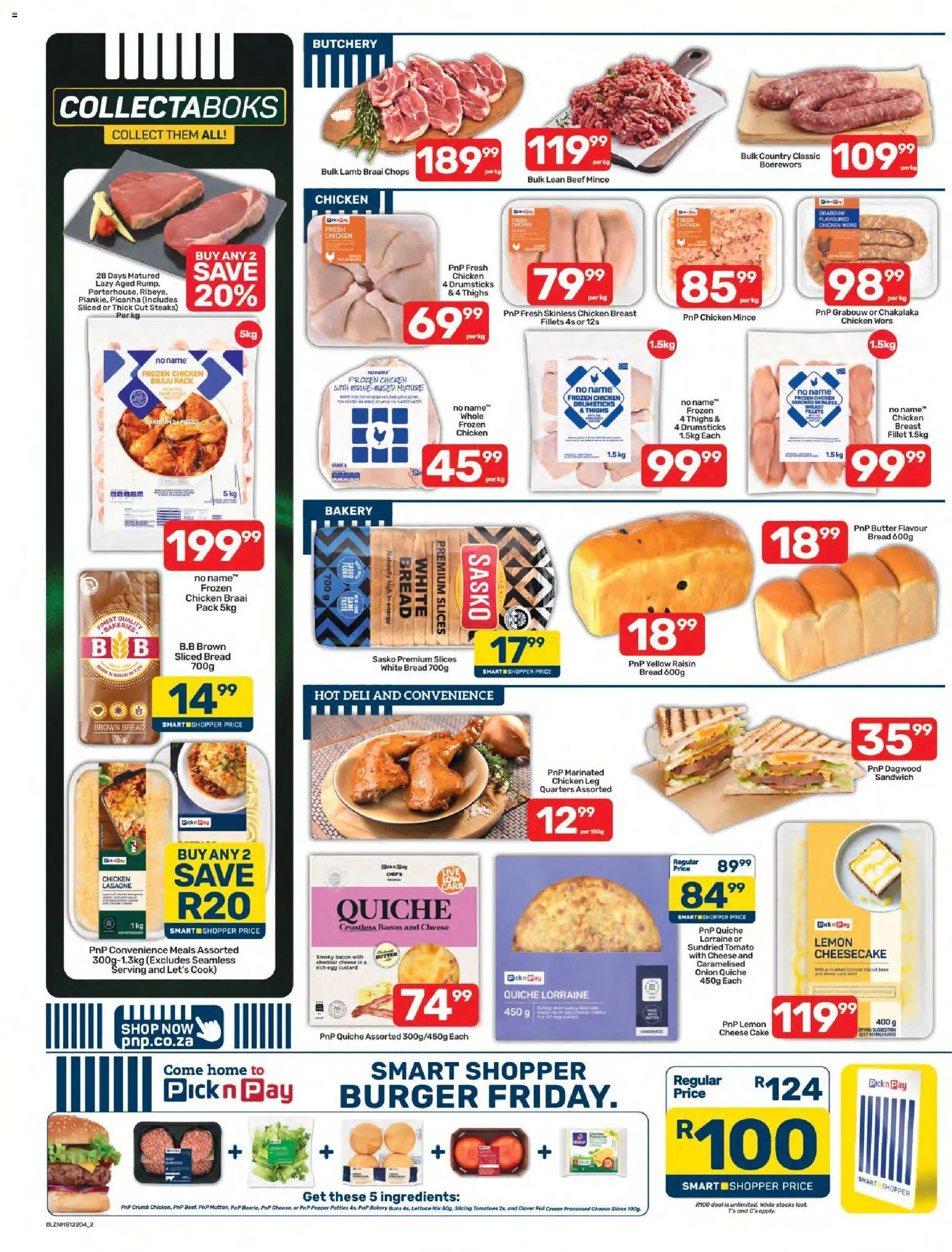 New Pick n Pay catalogue – valid from 23/10/2026 | Page: 2 | Products: Cheesecake, Boerewors, Bread, Tomatoes