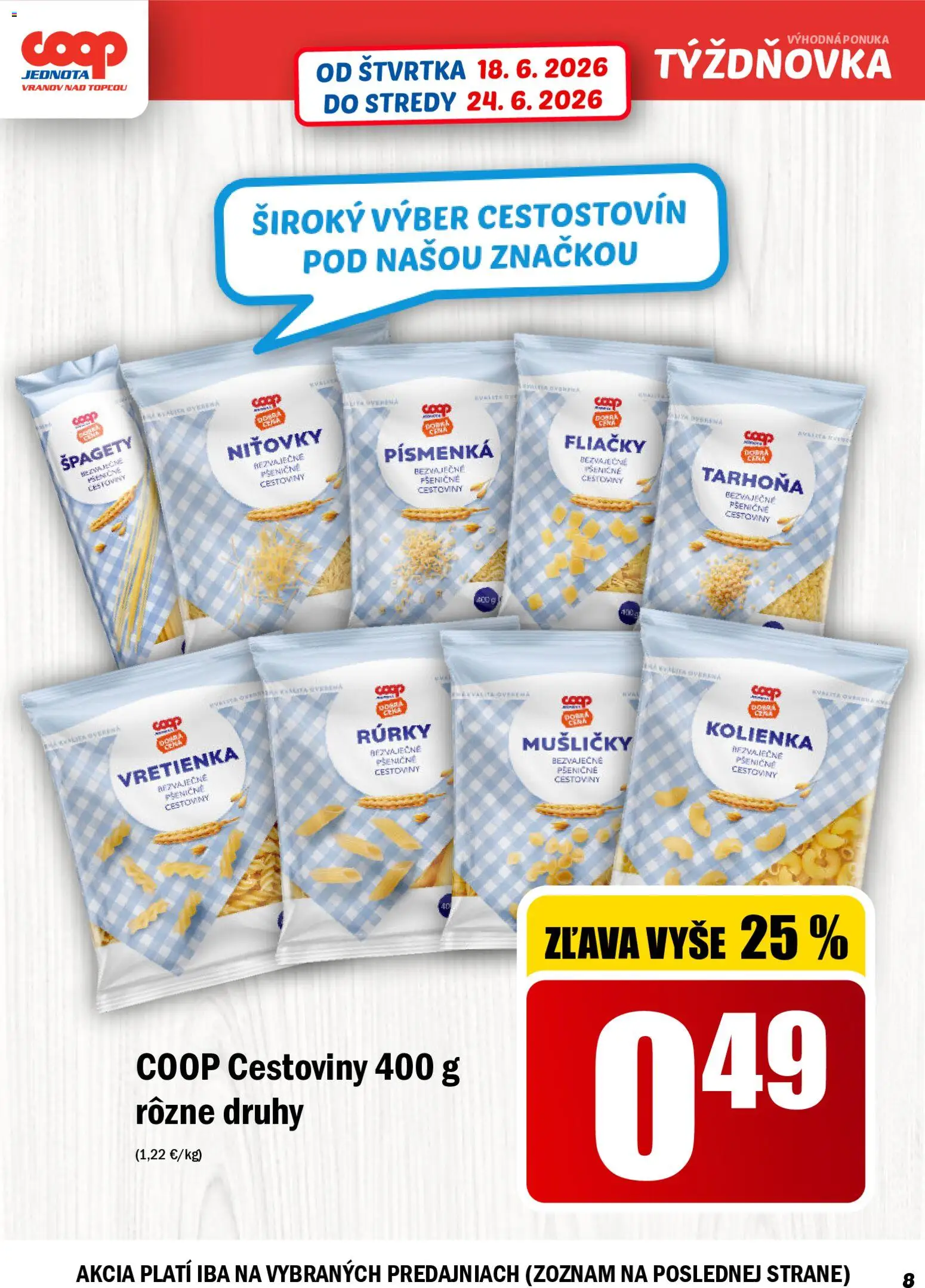 Nové COOP Jednota akcie – leták je platný od 18.06.2026 | Strana: 8