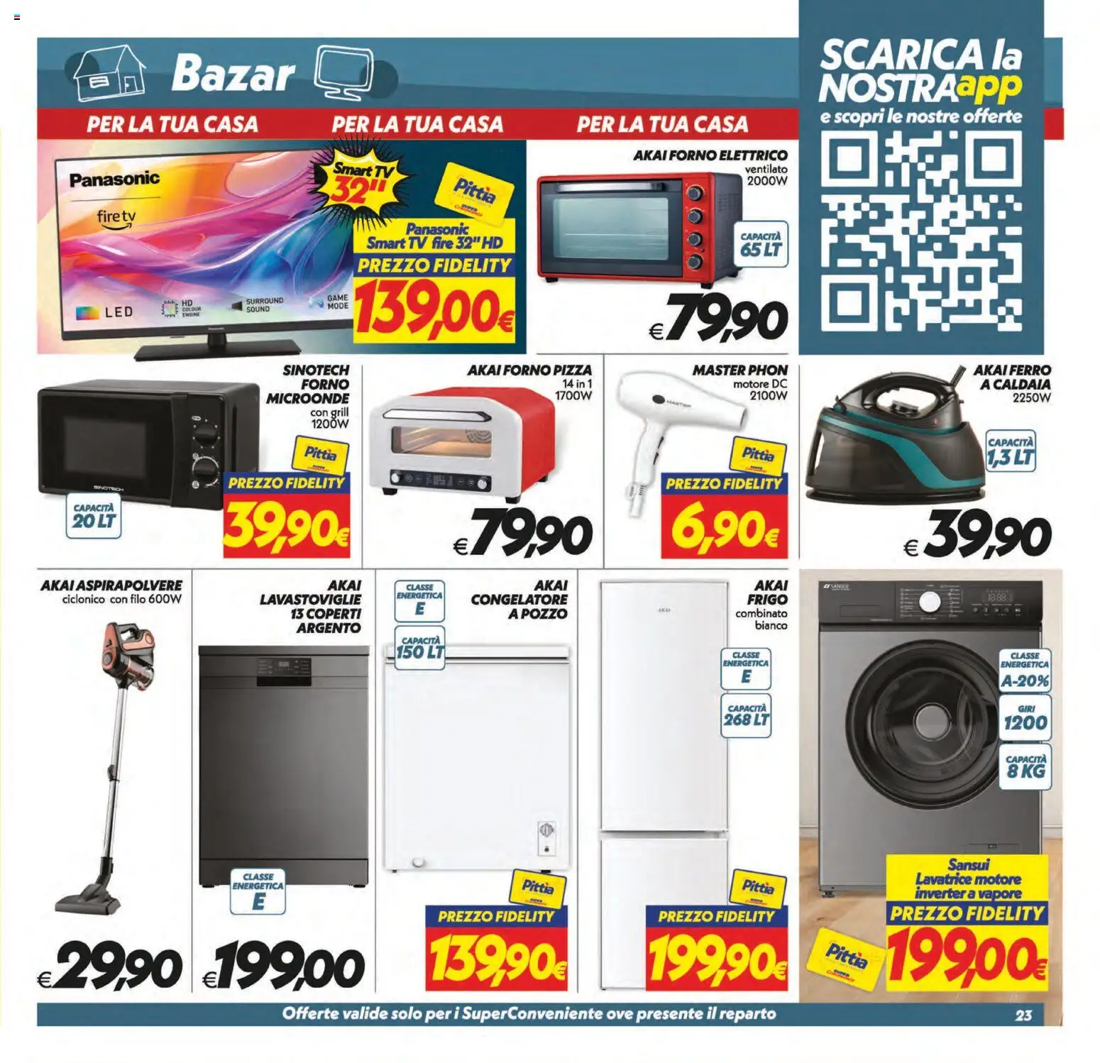 Volantino SuperConveniente del 21/08/2026 | Pagina: 23 | Prodotti: Microonde, TV, Congelatore, Forno elettrico