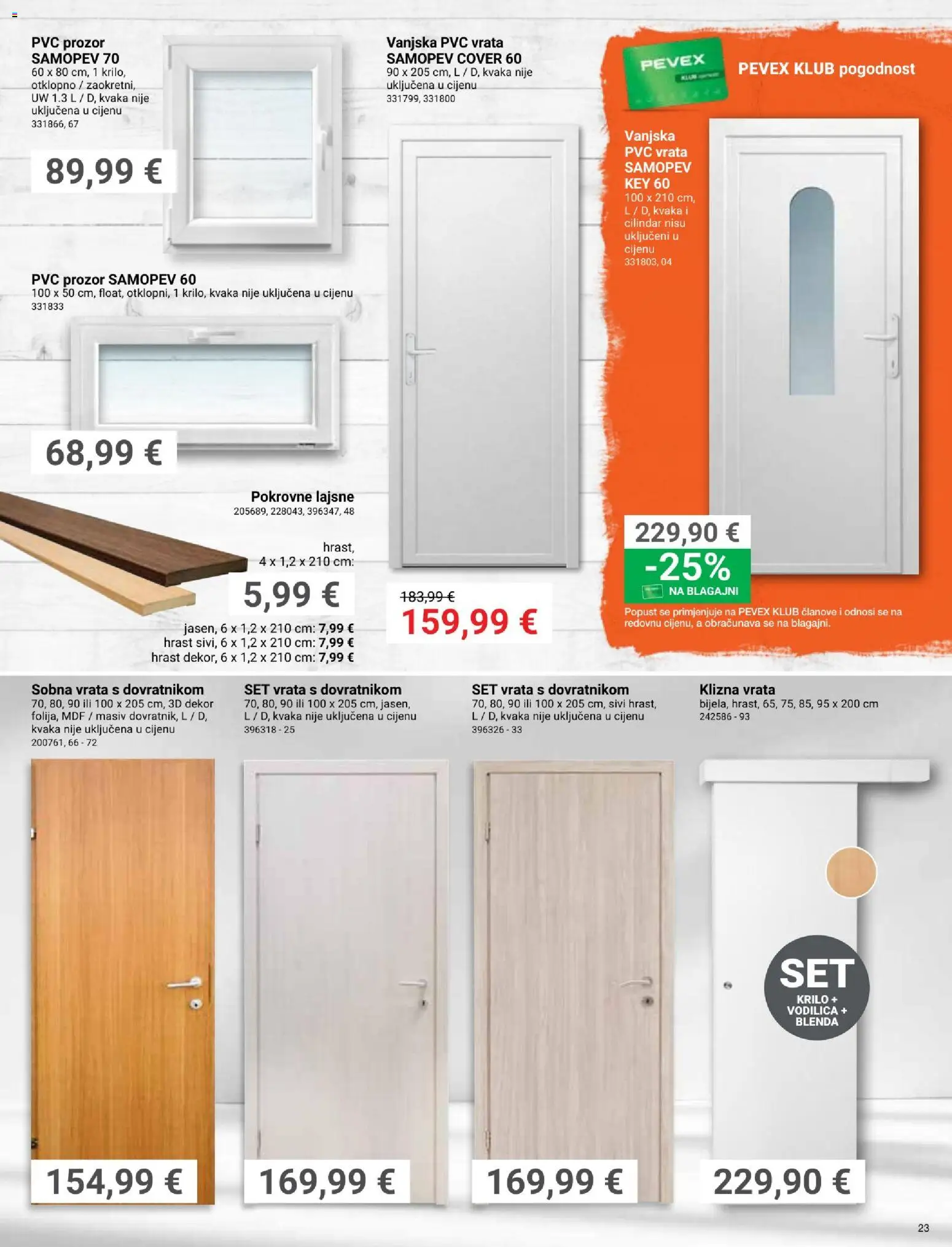 Pevex katalog | vrijedi od 28.05.2026 | Stranica: 23 | Proizvodi: Vrata, Pvc prozor, Kvaka