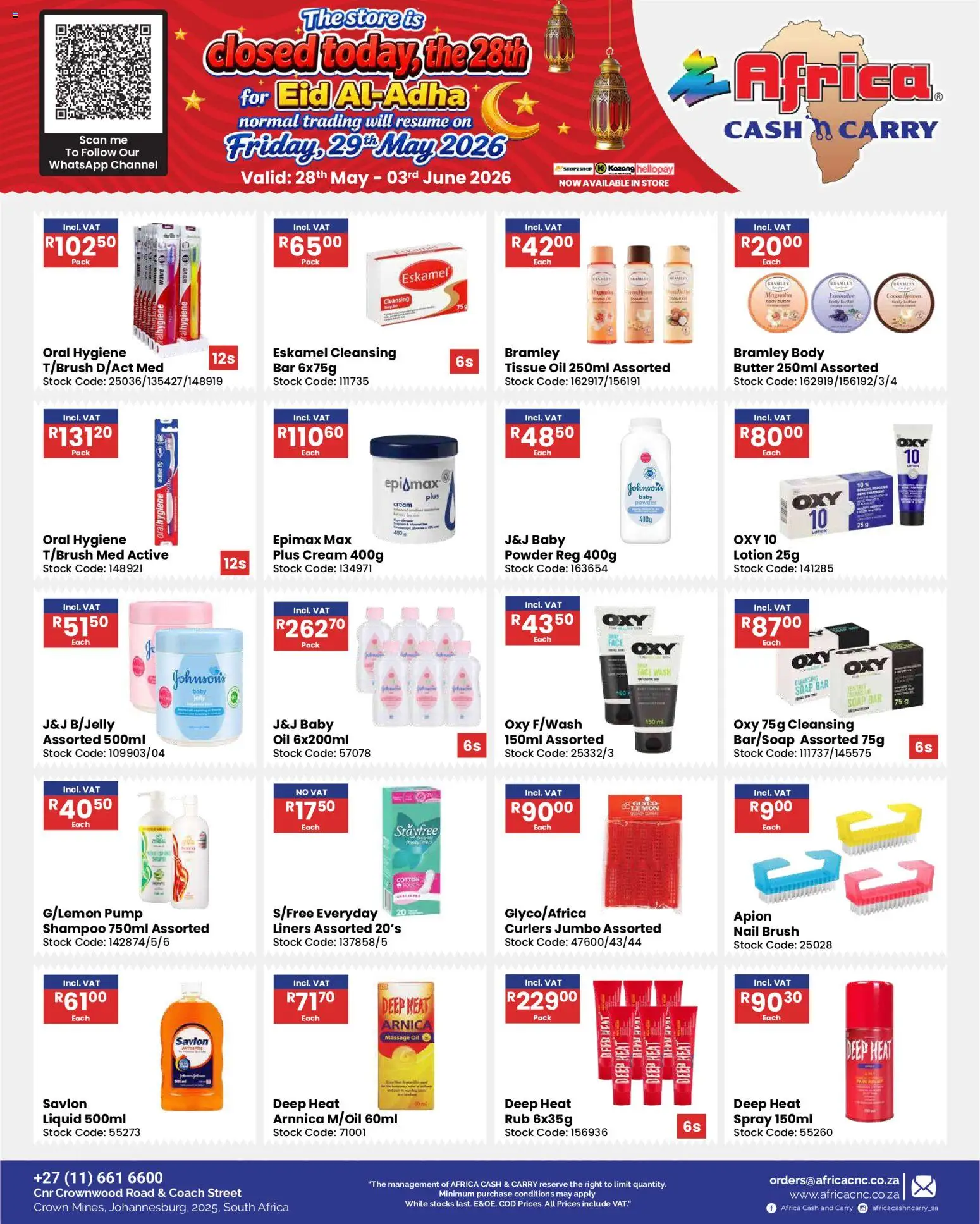 New Africa Cash & Carry catalogue – valid from 28.05.2026 | Page: 67 | Products: Tissue oil, Powder, Cream, Soap