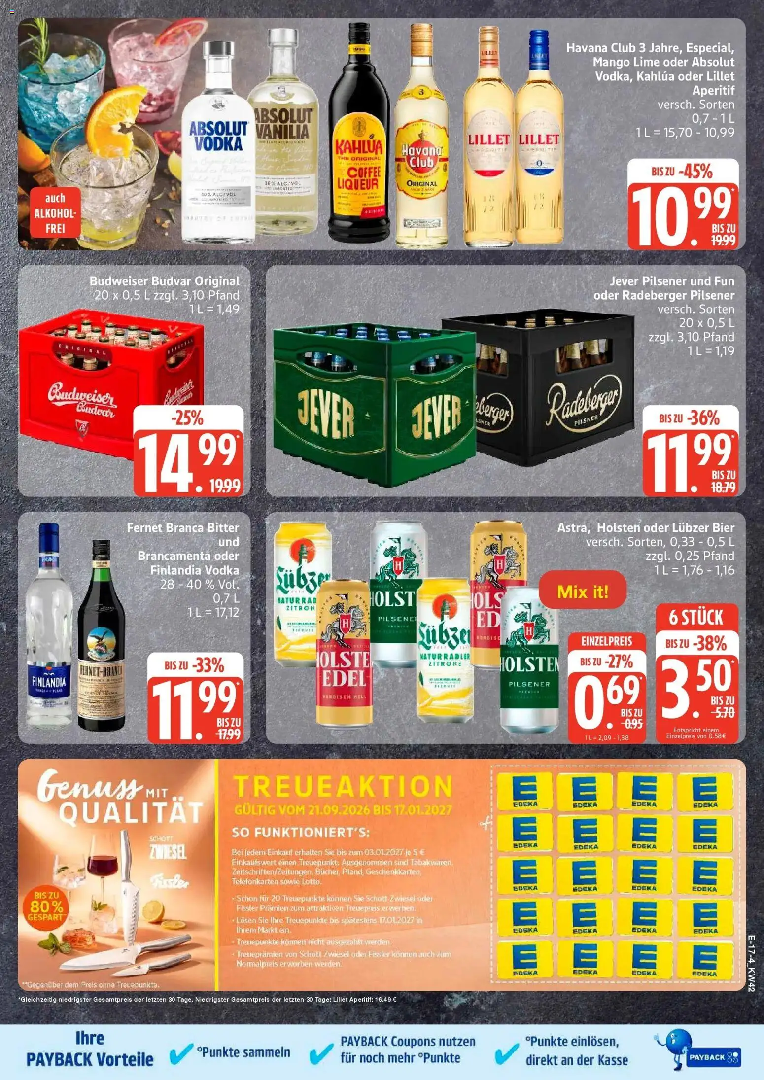 Edeka Prospekt Rostock (ab 12.10.2026) » Angebote Online | Seite: 27 | Produkte: Alkohol, Zitrone, Budweiser, Fernet branca