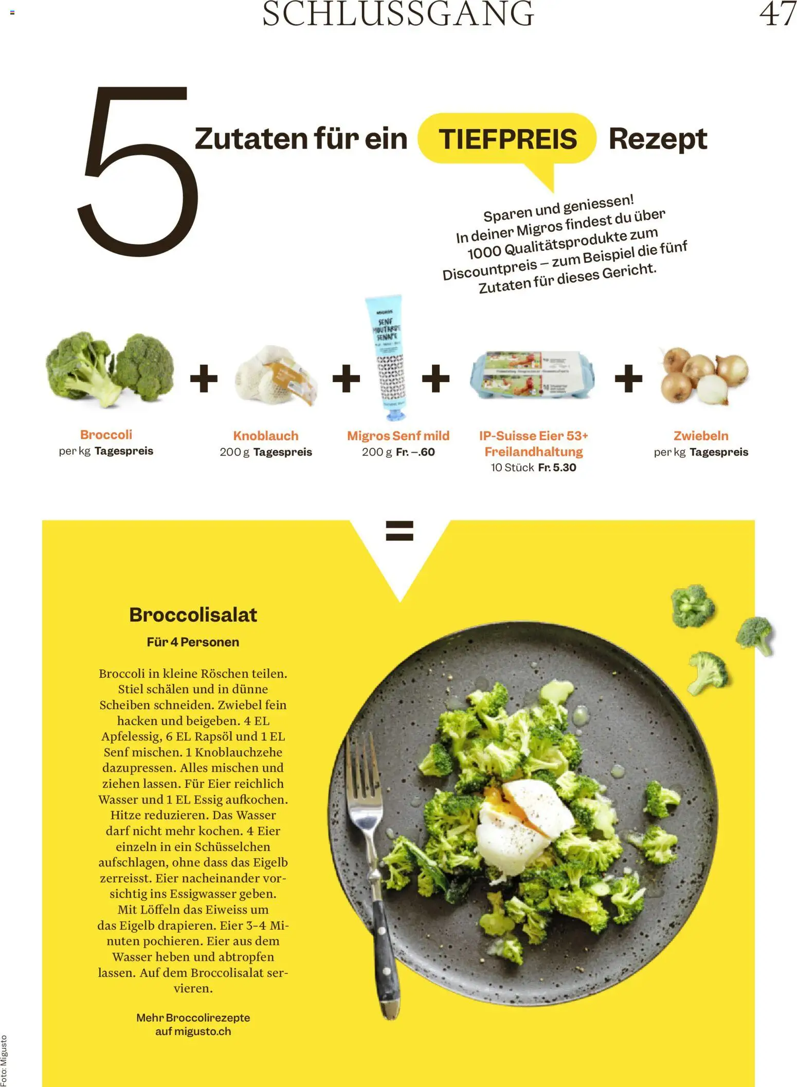Migros aktionen Magazin – gültig ab 22.07.2026 | Seite: 47 | Produkte: Essig, Eier, Wasser, Zwiebeln