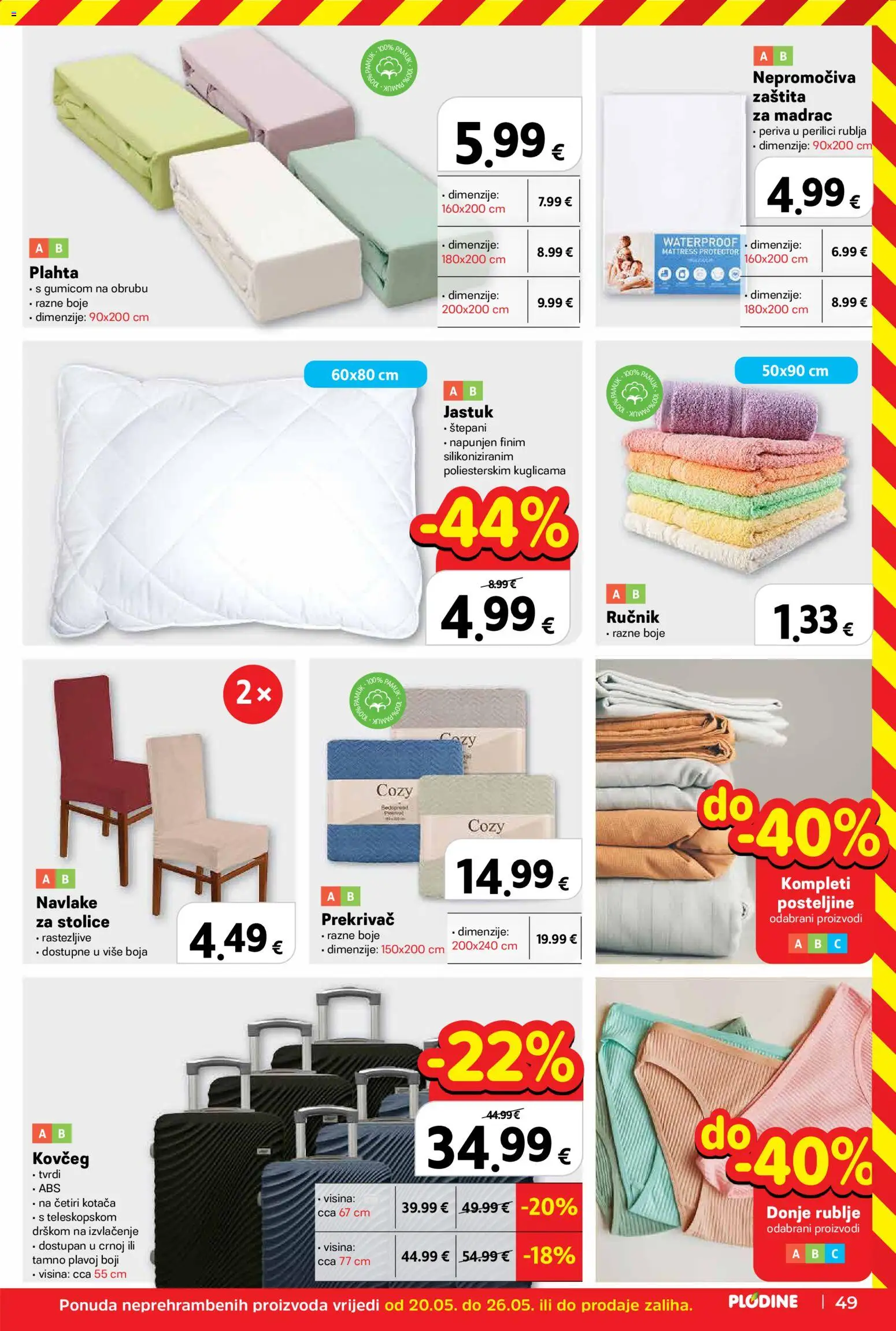 Plodine katalog | vrijedi od 20.05.2026 | Stranica: 51 | Proizvodi: Madrac, Ručnik, Donje rublje, Plahta