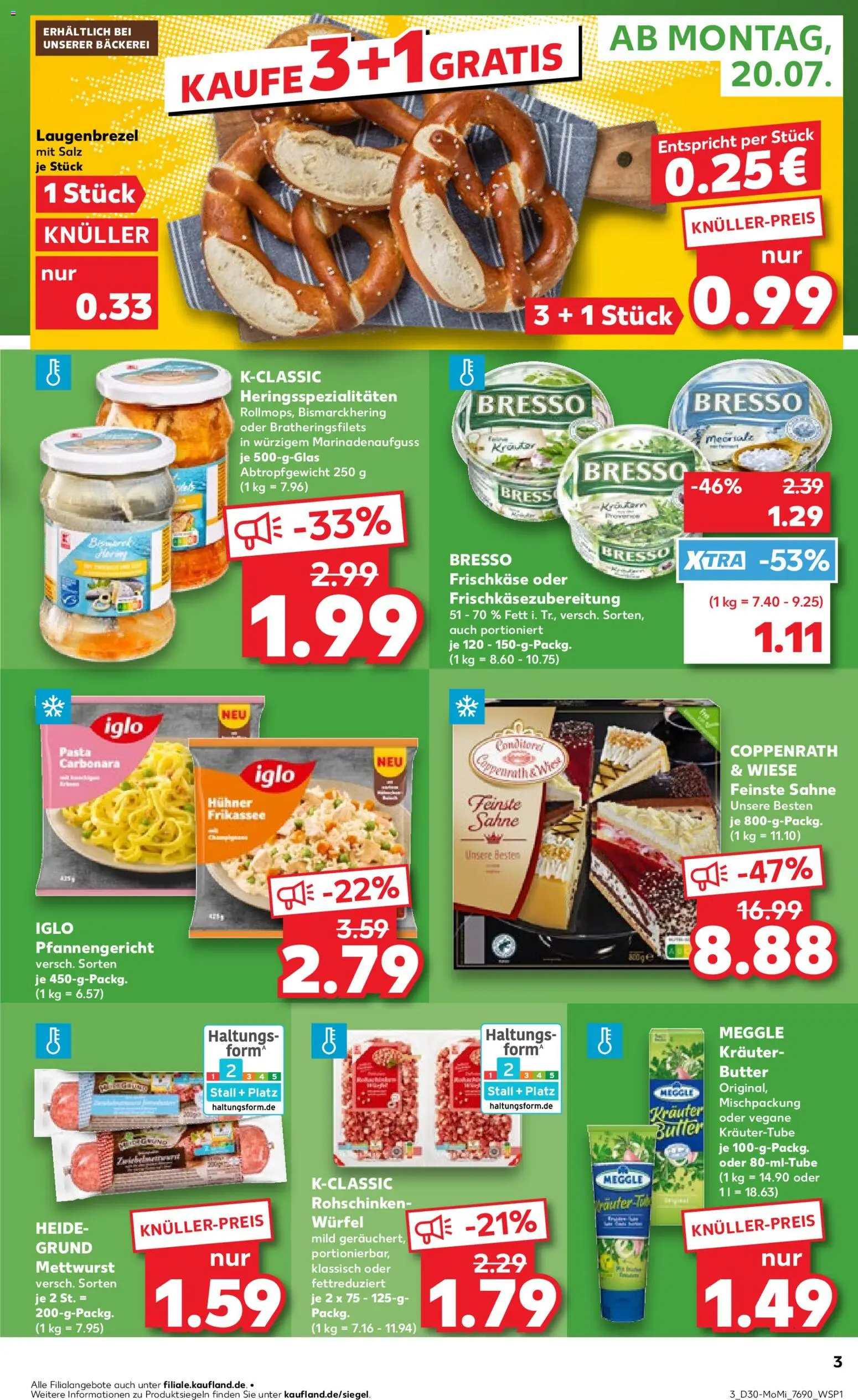 Kaufland Prospekt Speyer – gültig ab 20.07.2026 | Seite: 3 | Produkte: Iglo, Salz, Pasta, Sahne