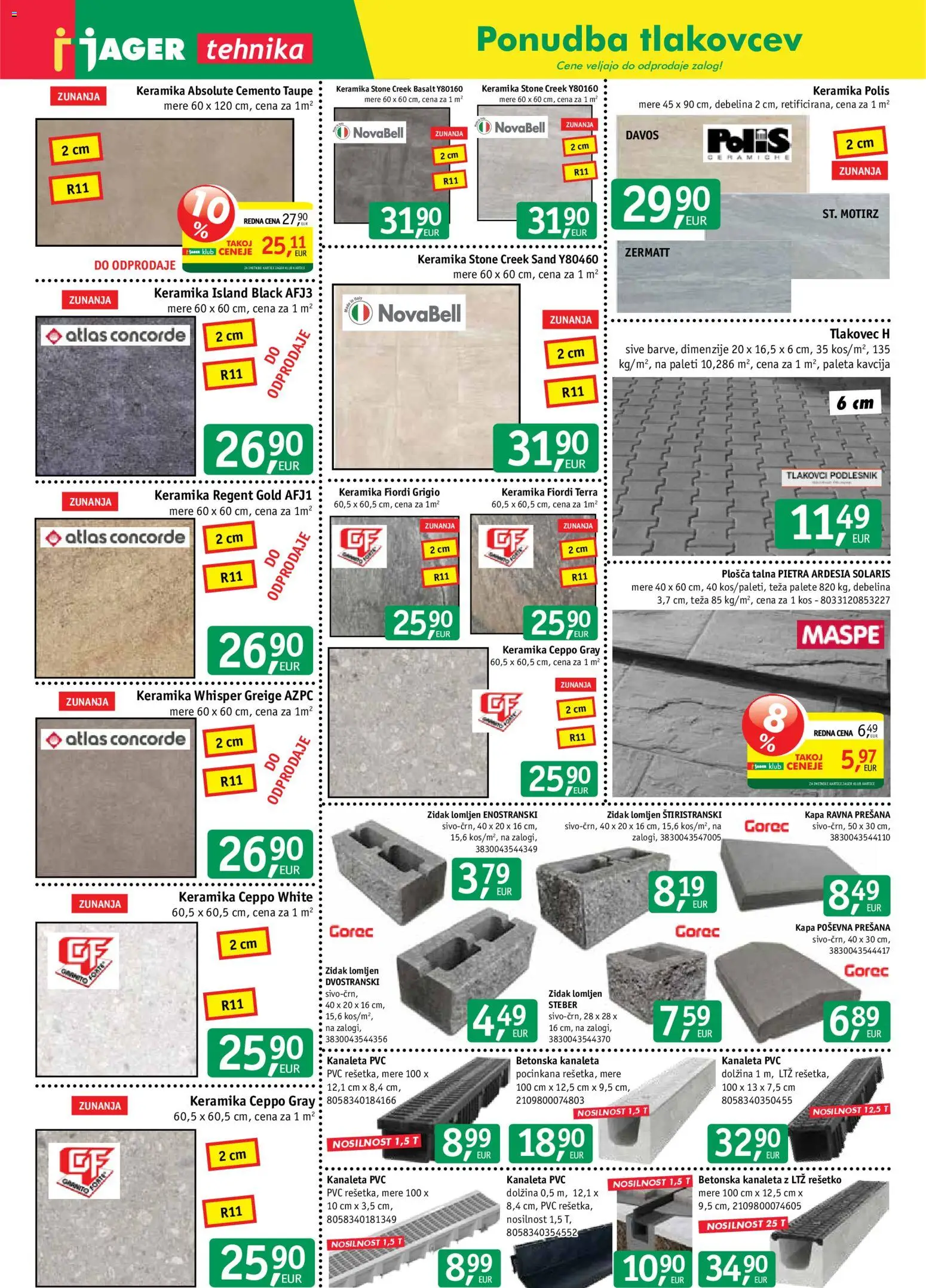 Novi Jager katalog ponudbe – veljaven od 21.10.2026 | Stran: 6 | Izdelki: Teza, Kos, Tlakovec, Kapa