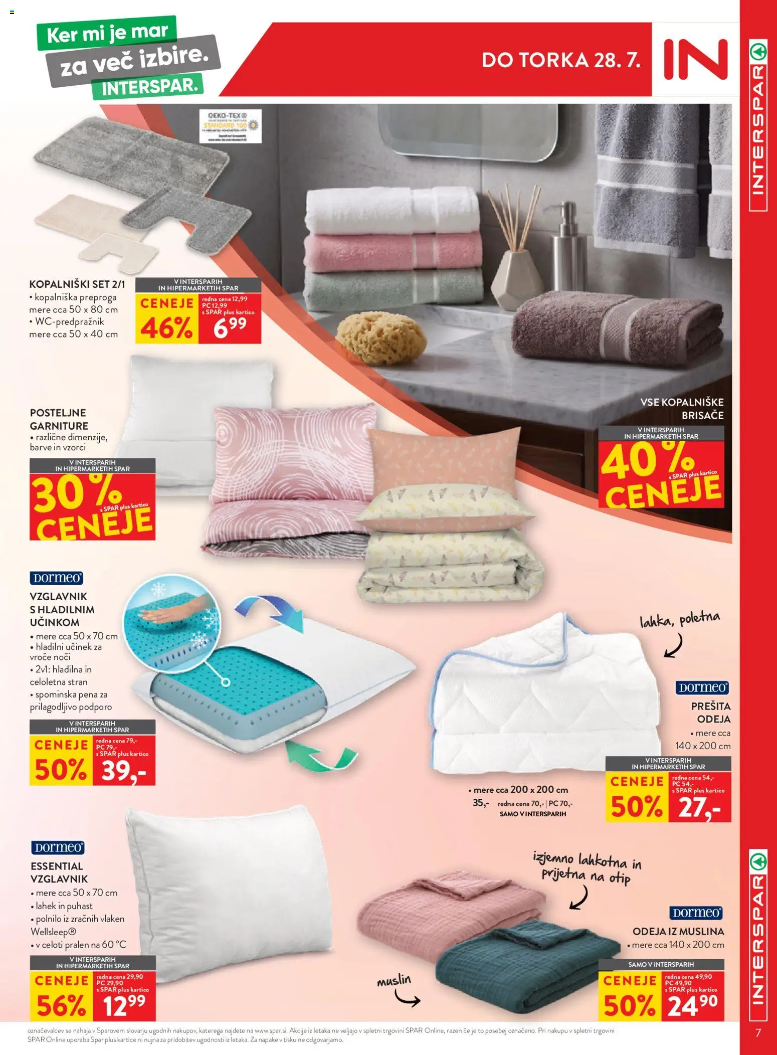 Novi Spar katalog ponudbe – veljaven od 15.07.2026 | Stran: 7 | Izdelki: Prešita odeja, Vzglavnik, Odeja, Preproga