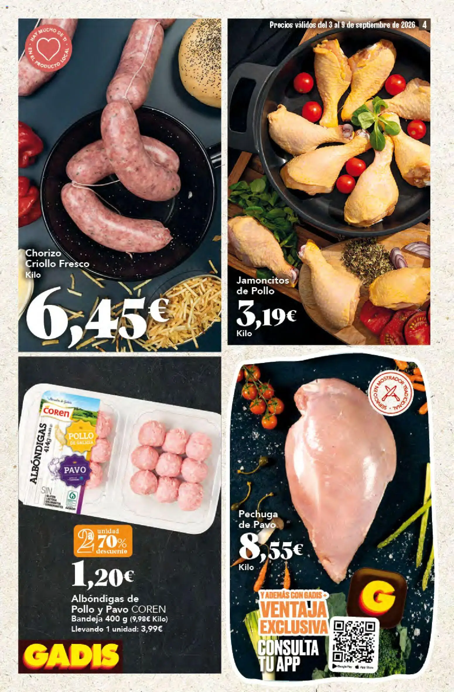 Gadis folleto │ válido desde el 03/09/2026 | Página: 4 | Productos: Bandeja, Pollo, Pavo
