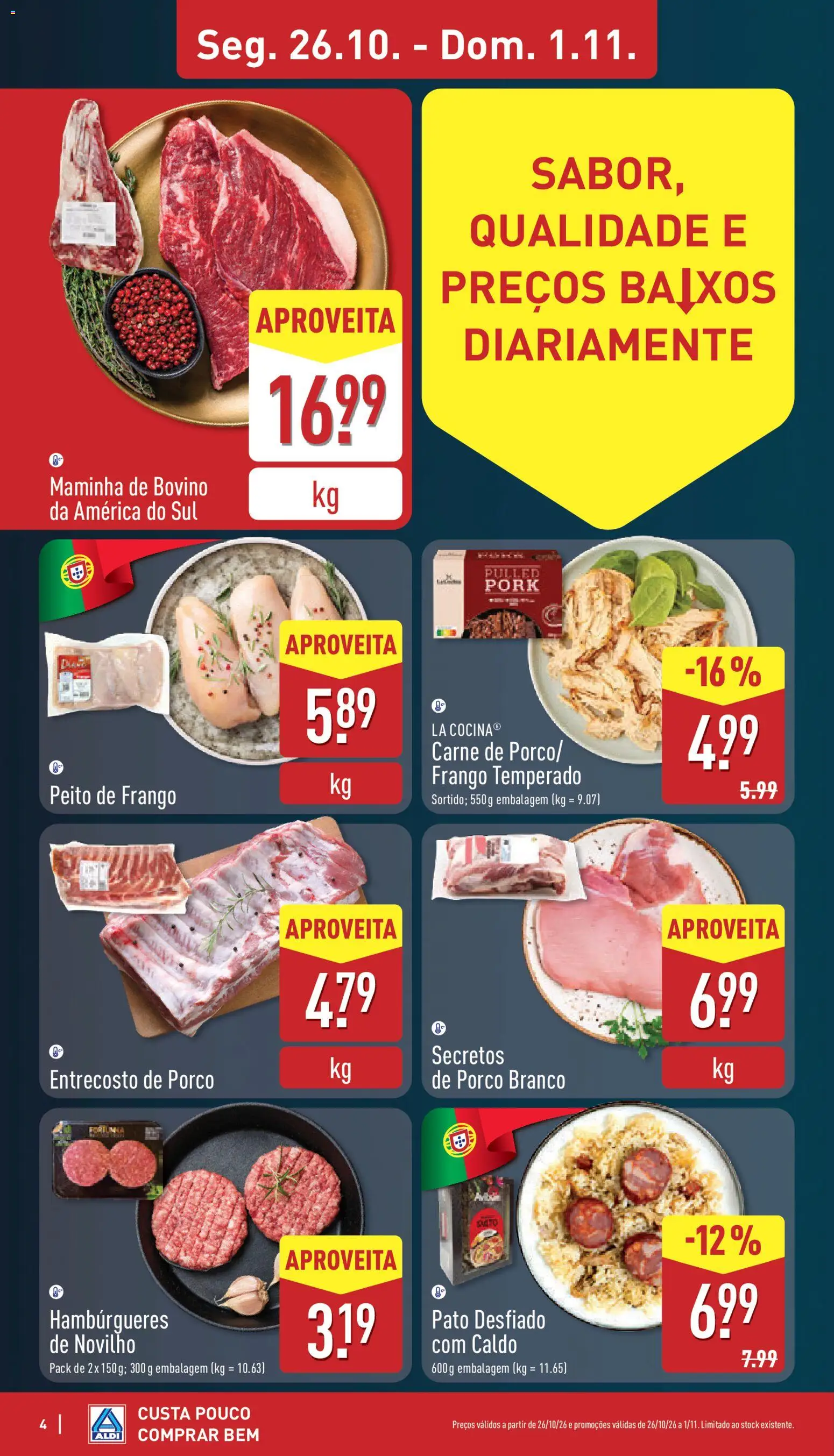 Aldi folheto │ válido de 26/10/2026 | Página: 4 | Produtos: Peito de frango, Frango, Pato, Carne