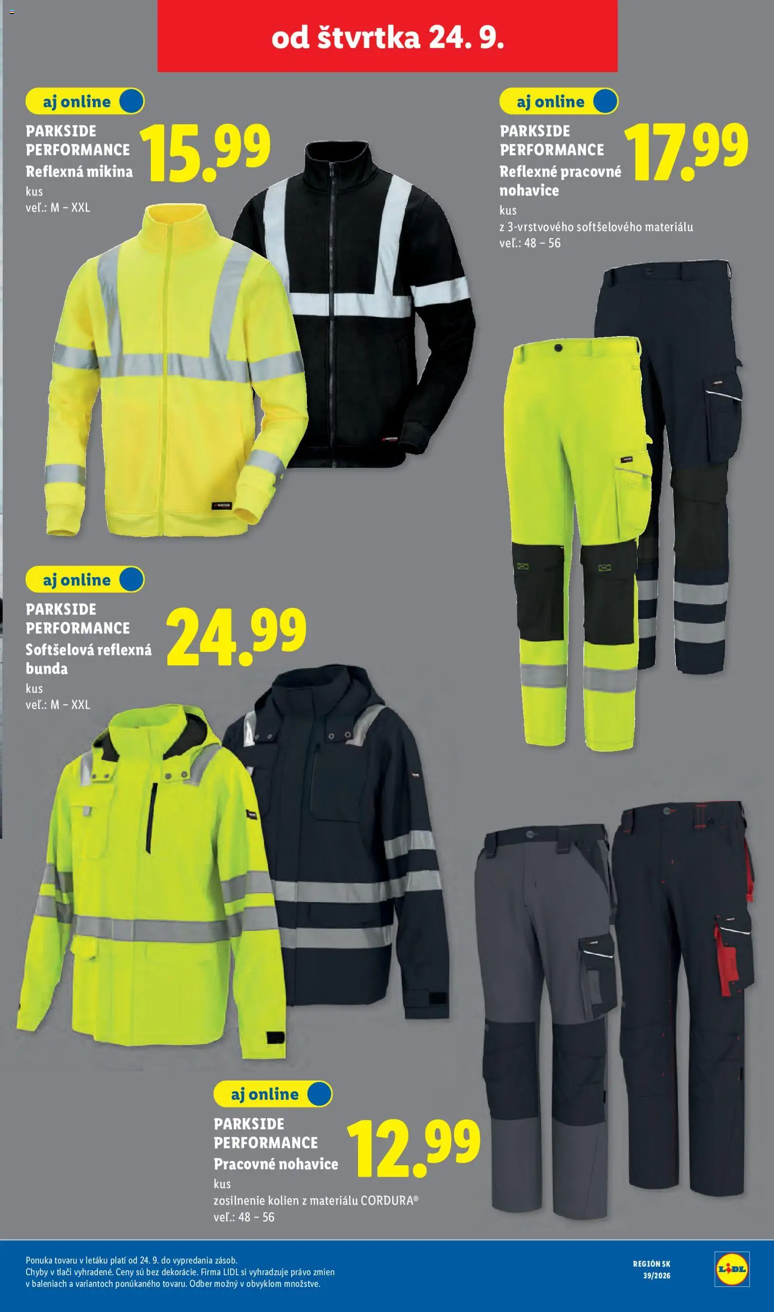 Nové Lidl akcie – leták je platný od 21.09.2026 | Strana: 86 | Produkty: Parkside, Bunda, Nohavice