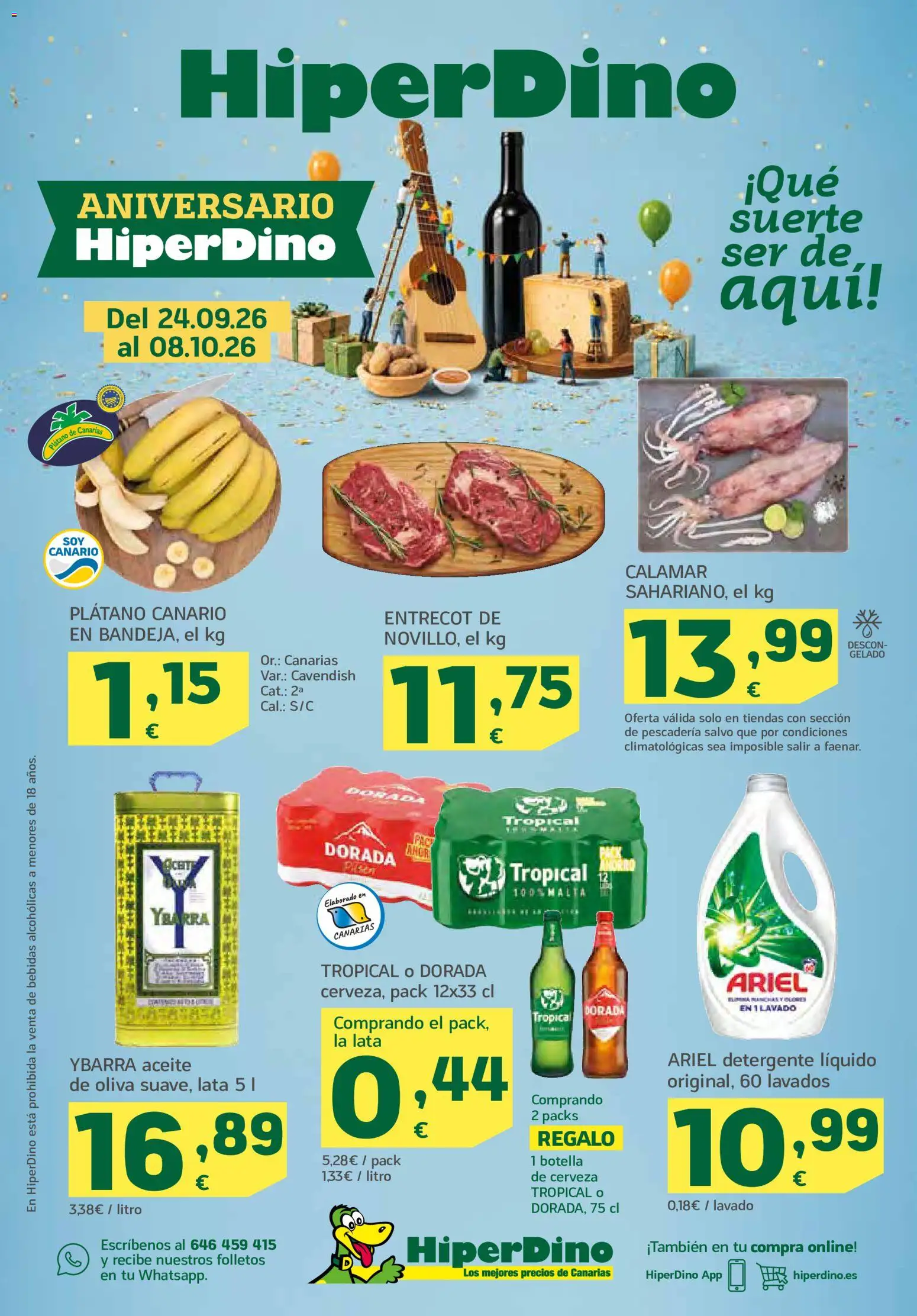 HiperDino folleto │ válido desde el 24/09/2026 | Página: 1 | Productos: Detergente, Aceite, Entrecot, Bebidas