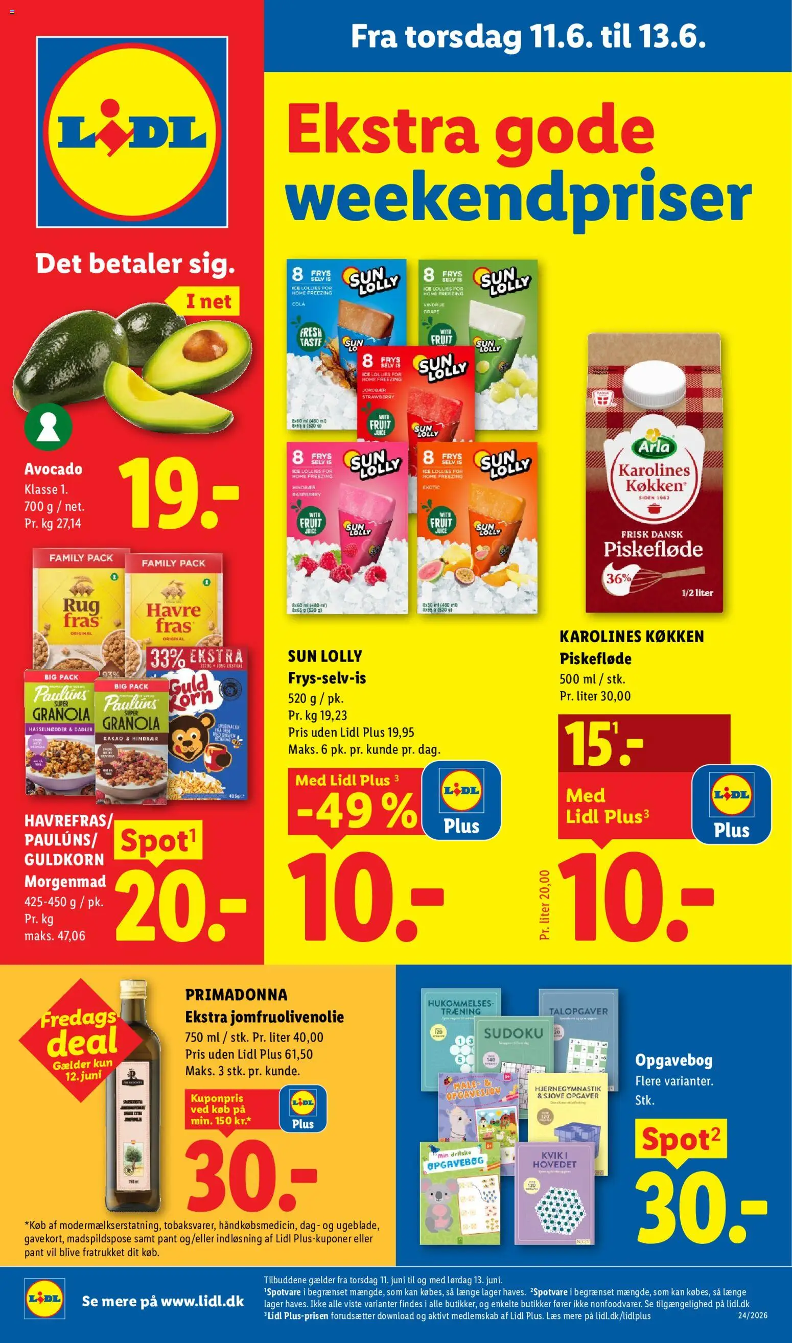 Lidl tilbudsavis – gyldig fra 11/06/2026 | Side: 1 | Produkter: Jordbær, Avocado, Cola, Søm