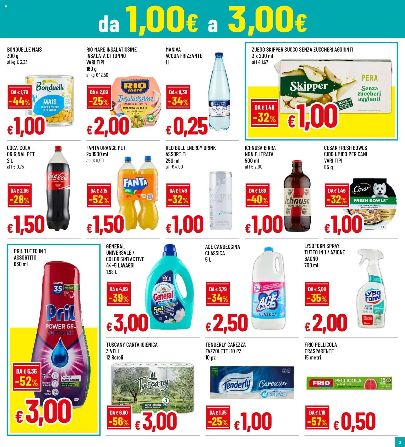 Volantino Galassia del 16/07/2026 | Pagina: 3 | Prodotti: Succo, Tonno, Mais, Coca Cola