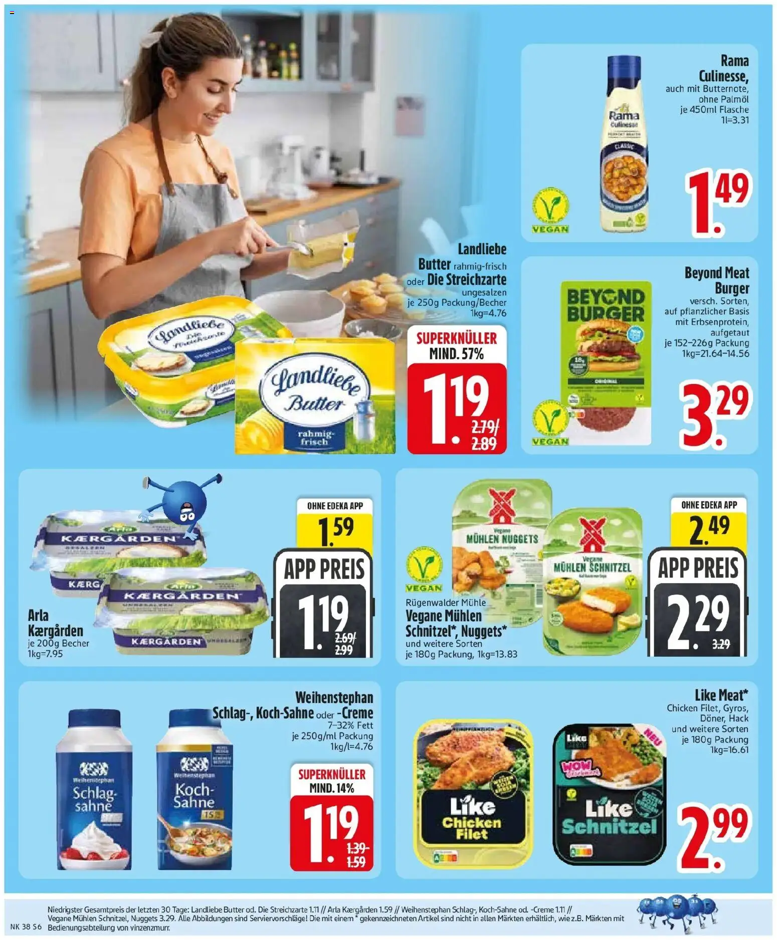 Edeka Prospekt Zolling (ab 14.09.2026) » Angebote Online | Seite: 8 | Produkte: Rama, Landliebe butter, Burger, Creme