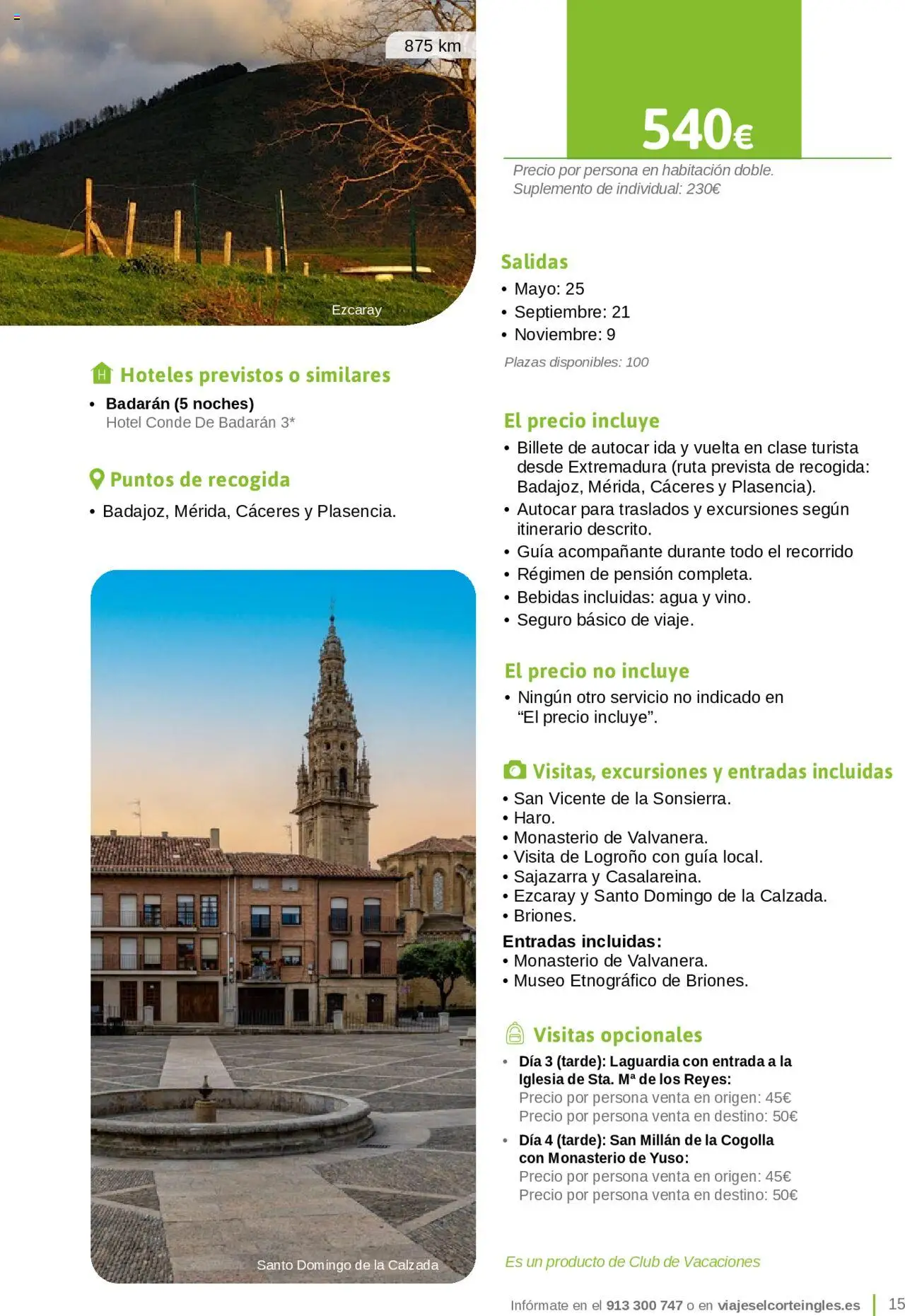 Viajes El Corte Inglés - Catálogo Junta de Extremadura │ válido desde el 01.03.2025 | Página: 15
