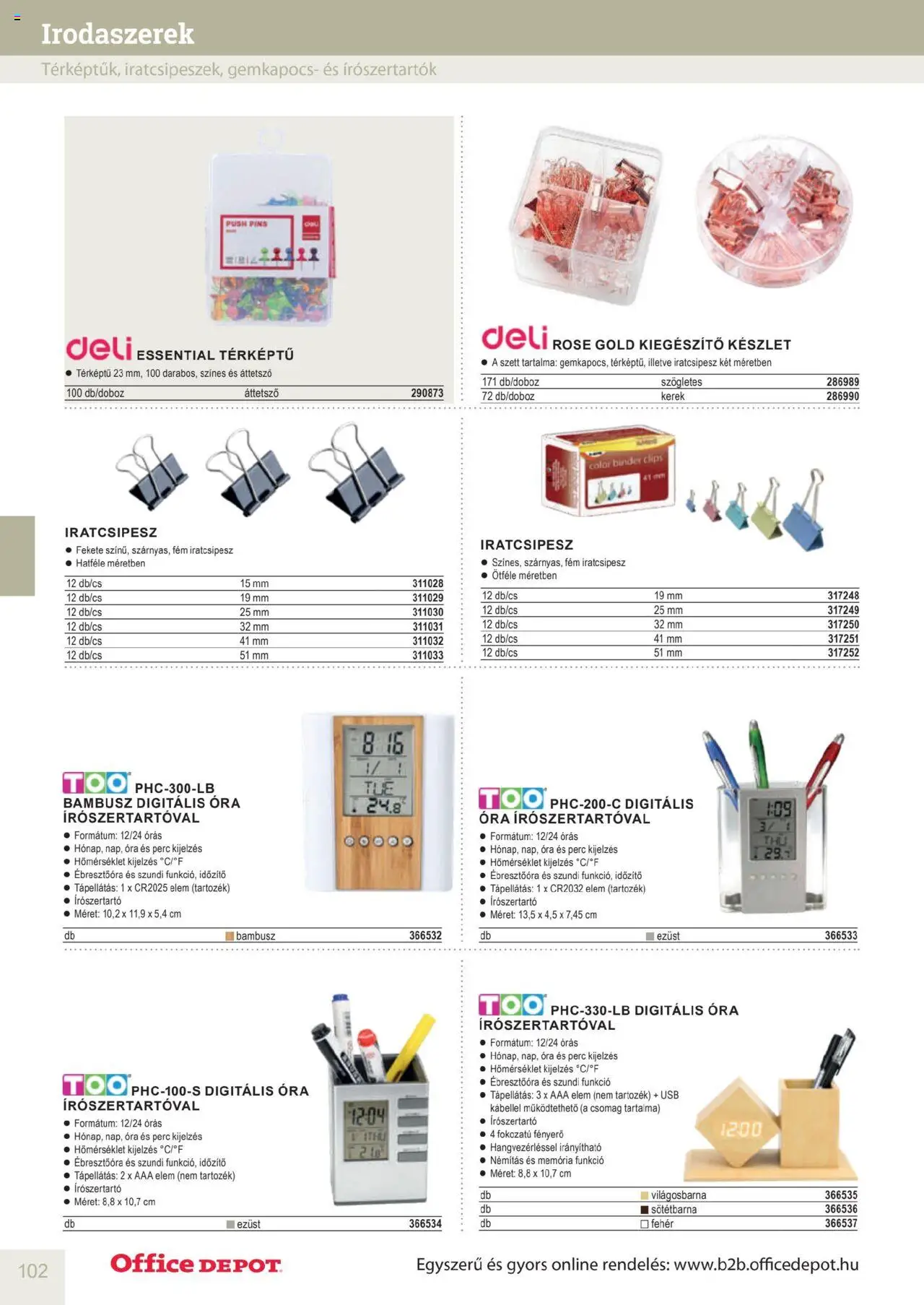 Office Depot akciós ujság - amely érvényes a következő dátumtól: 2025.04.10. | Oldal: 102 | Termékek: Ébresztőóra, USB, Óra, Rosé