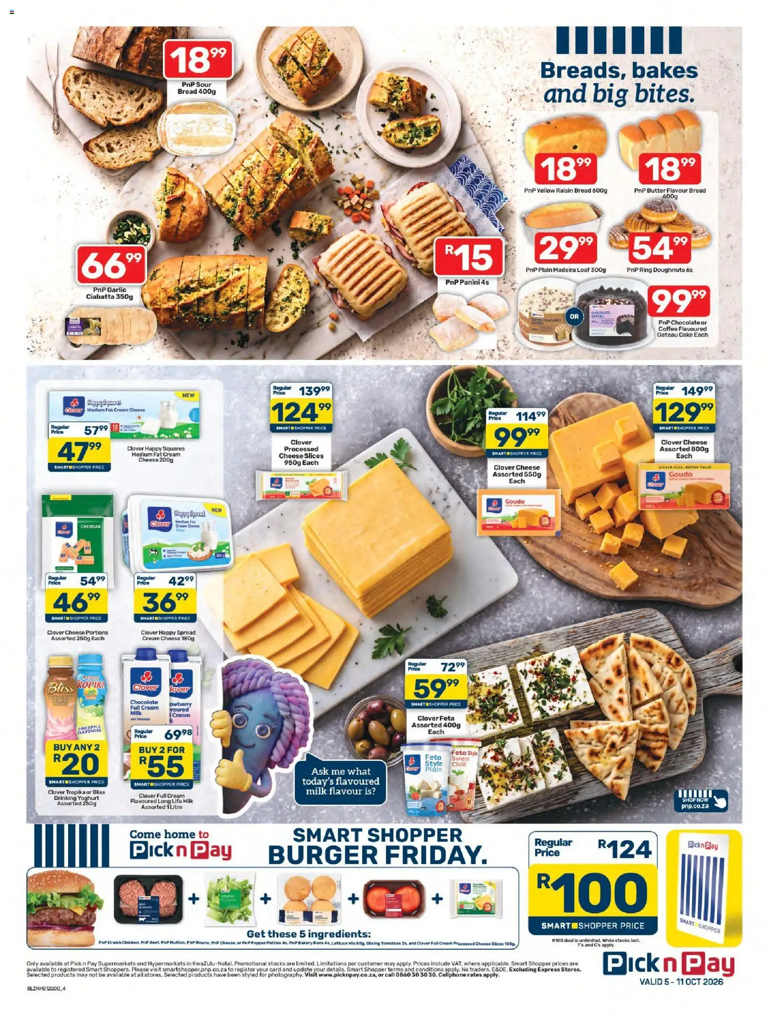 New Pick n Pay catalogue – valid from 05/10/2026 | Page: 4 | Products: Cake, Spread, Buns, Chilli