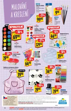 Náhled letáku Ubrus na lavici, 1 ks • rozměry: 50 × 65 cm • omyvatelný • různé motivy od 12.08.2026 | Strana: 6 | Produkty: Zástěra, Křídy, Ubrus, Štětec