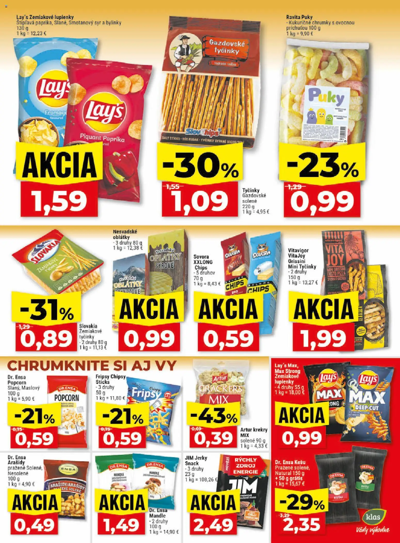Nové Klas akcie – leták je platný od 20.07.2026 | Strana: 20 | Produkty: Paprika, Popcorn, Oblátky, Kešu