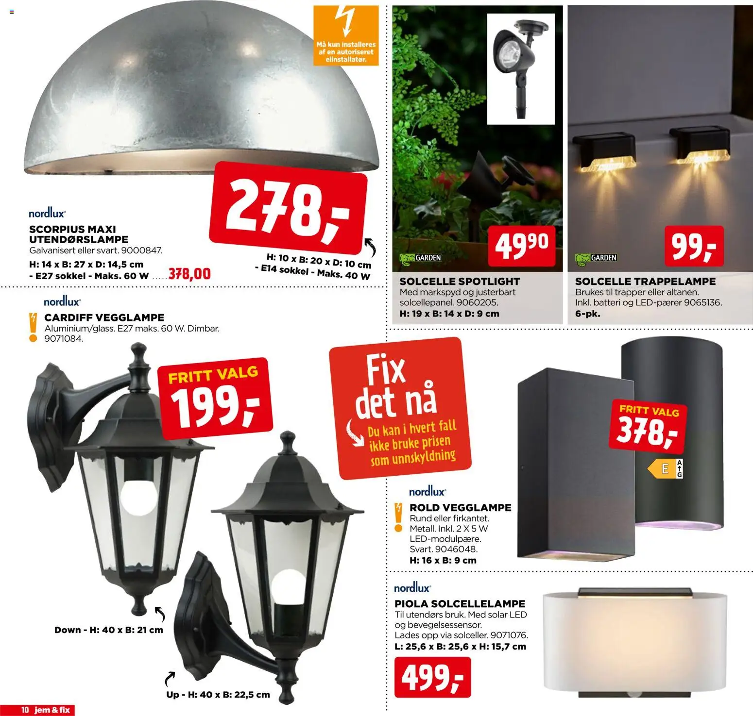 {H1} | Side: 10 | Produkter: Vegglampe, Batteri
