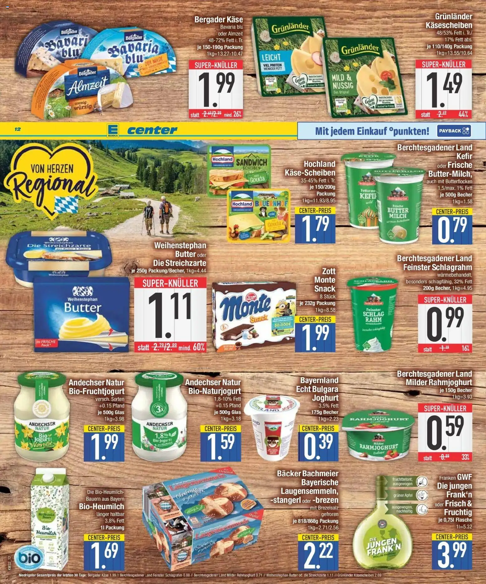 E center Prospekt Regensburg (ab 03.08.2026) zum Blättern | Seite: 12 | Produkte: Butter, Gouda, Weihenstephan butter, Grunlander