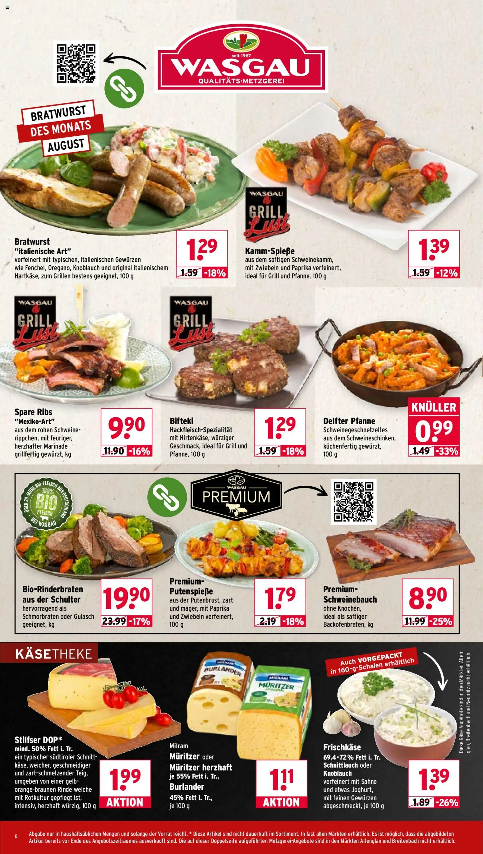 Wasgau Prospekt – gültig ab 03.08.2026 | Seite: 6 | Produkte: Grill, Schweinebauch, Spare ribs, Paprika