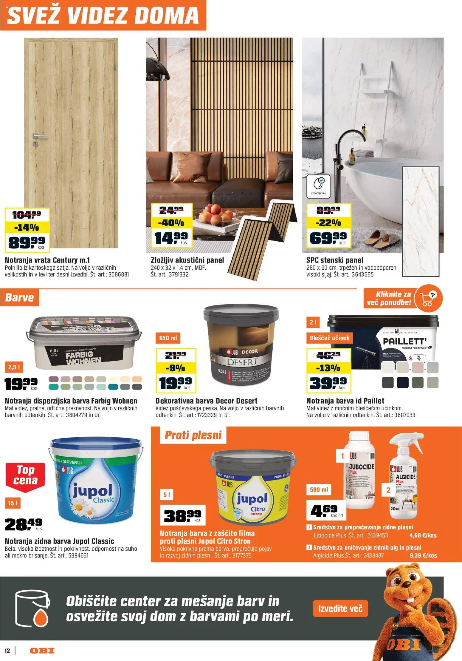 Novi OBI katalog ponudbe – veljaven od 01.10.2026 | Stran: 12 | Izdelki: Kos, Barva, Vrata